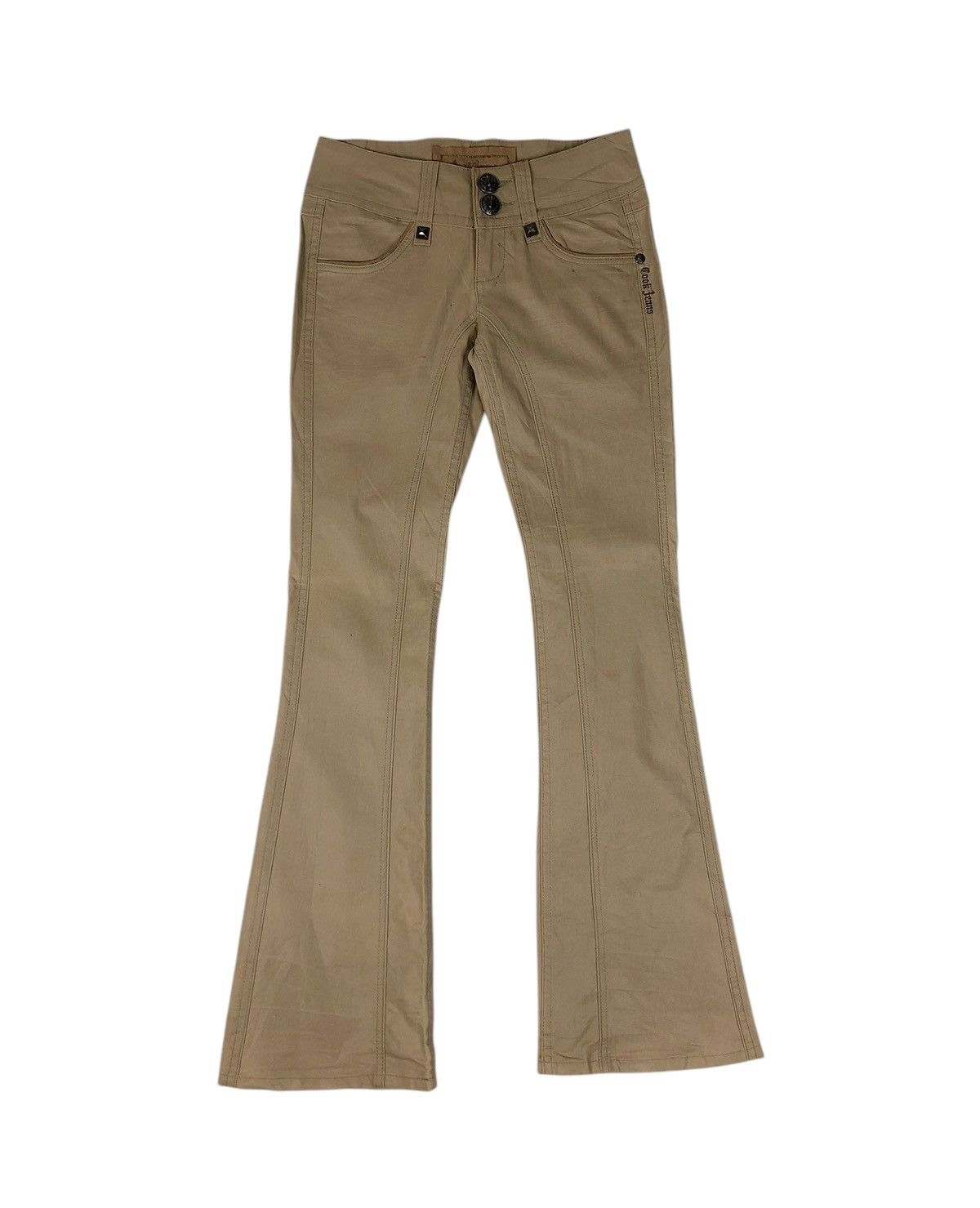 Japanese Brand Super Flare Cook Jeans Low Rise Waxed Cotton Casual Pants Size US 30 / EU 46 - 1 Thumbnail