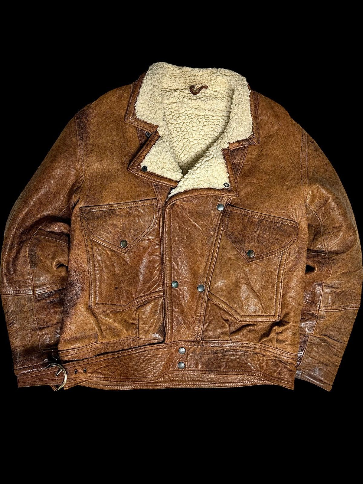 Japanese Brand × Vintage Vintage sheepskin leather jacket Size US L / EU 52-54 / 3 - 1 Thumbnail