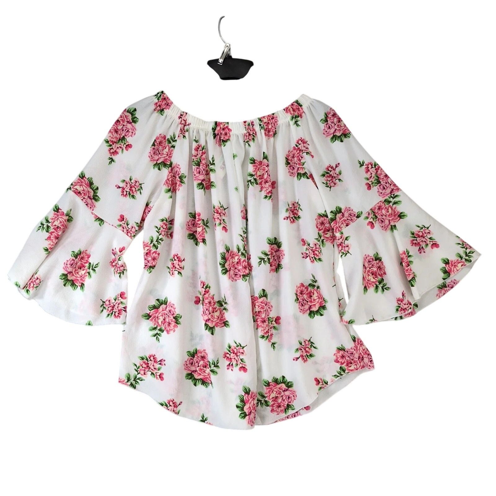 Other NWT One More Thyme Pink Roses White Blouse Women's Plus 3X Size 3XL / US 20-22 - 2 Thumbnail