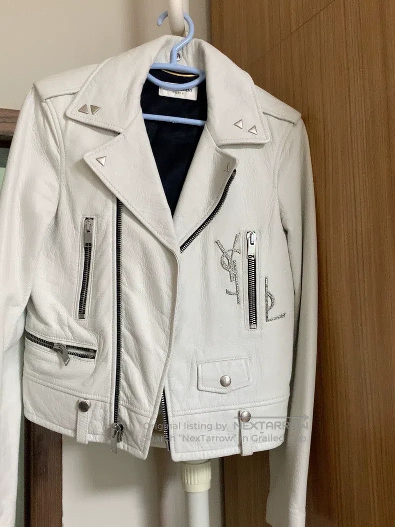 Saint Laurent Paris Saint Laurent Paris White Leather Jacket Size XXS / US 00 / IT 34 - 1 Thumbnail
