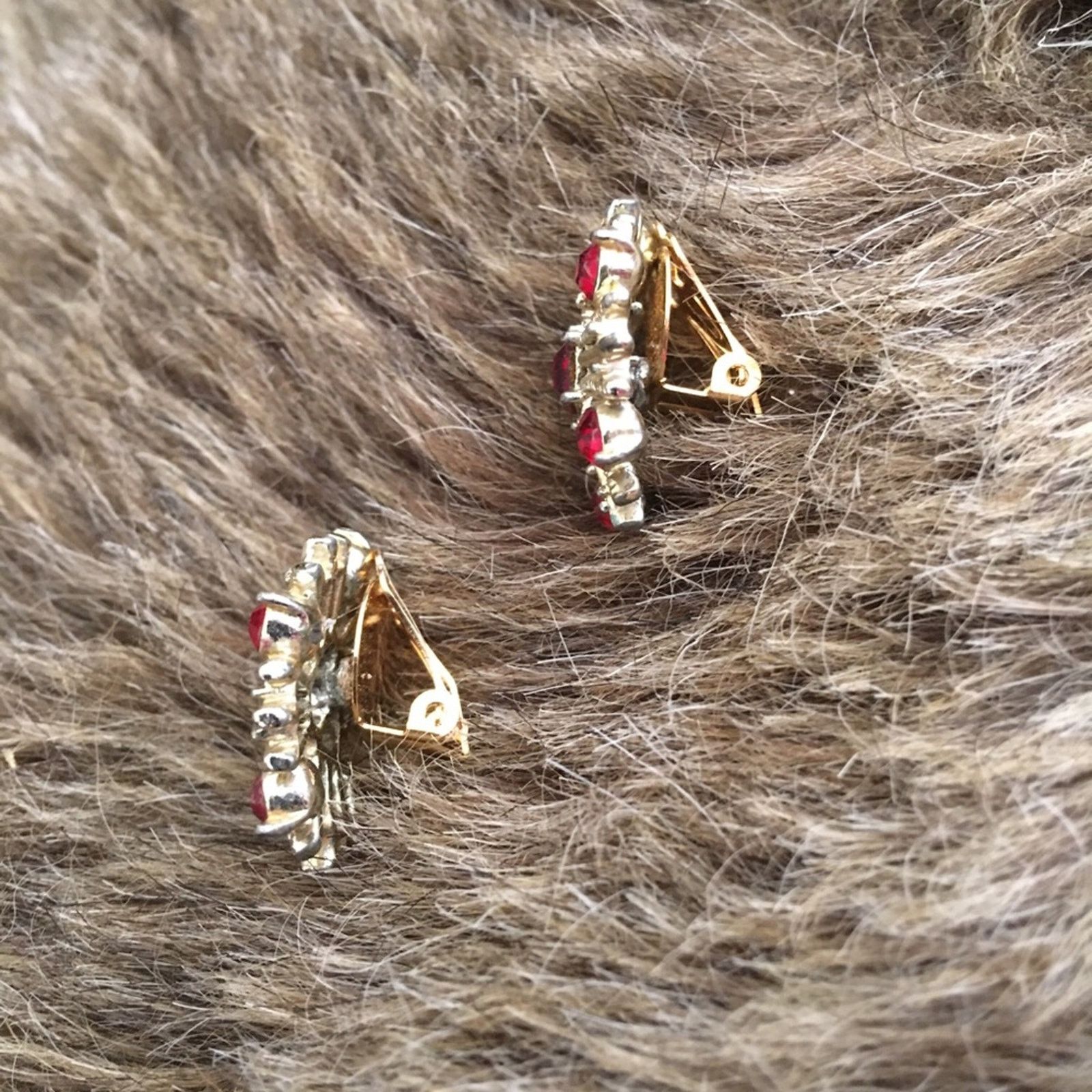 Vintage Vintage gold & red stone starburst earrings Size ONE SIZE - 3 Thumbnail