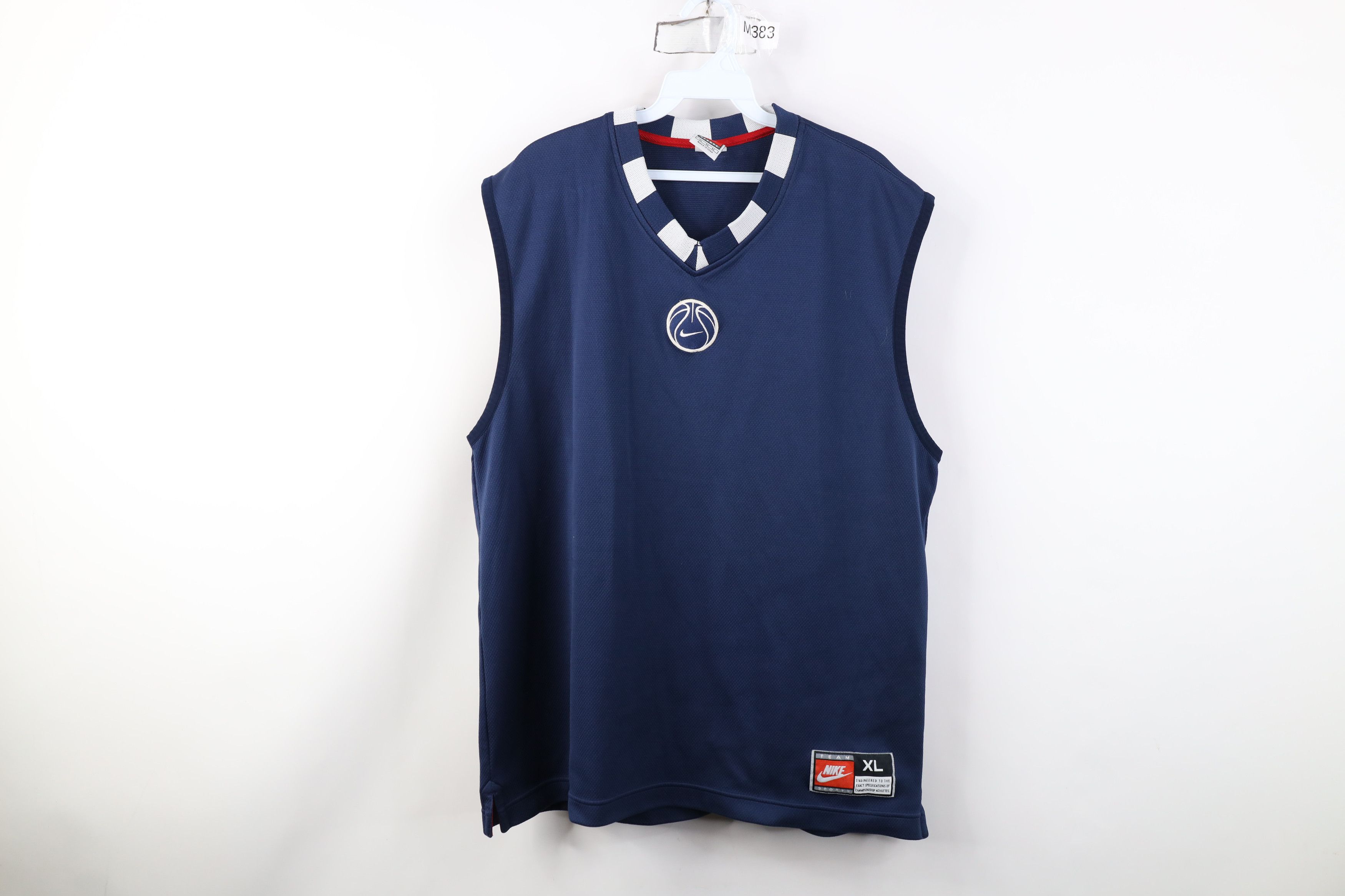 Nike Vintage 90s Nike Cetner Swoosh Knit Basketball Jersey Blue Size US XL / EU 56 / 4 - 1 Thumbnail