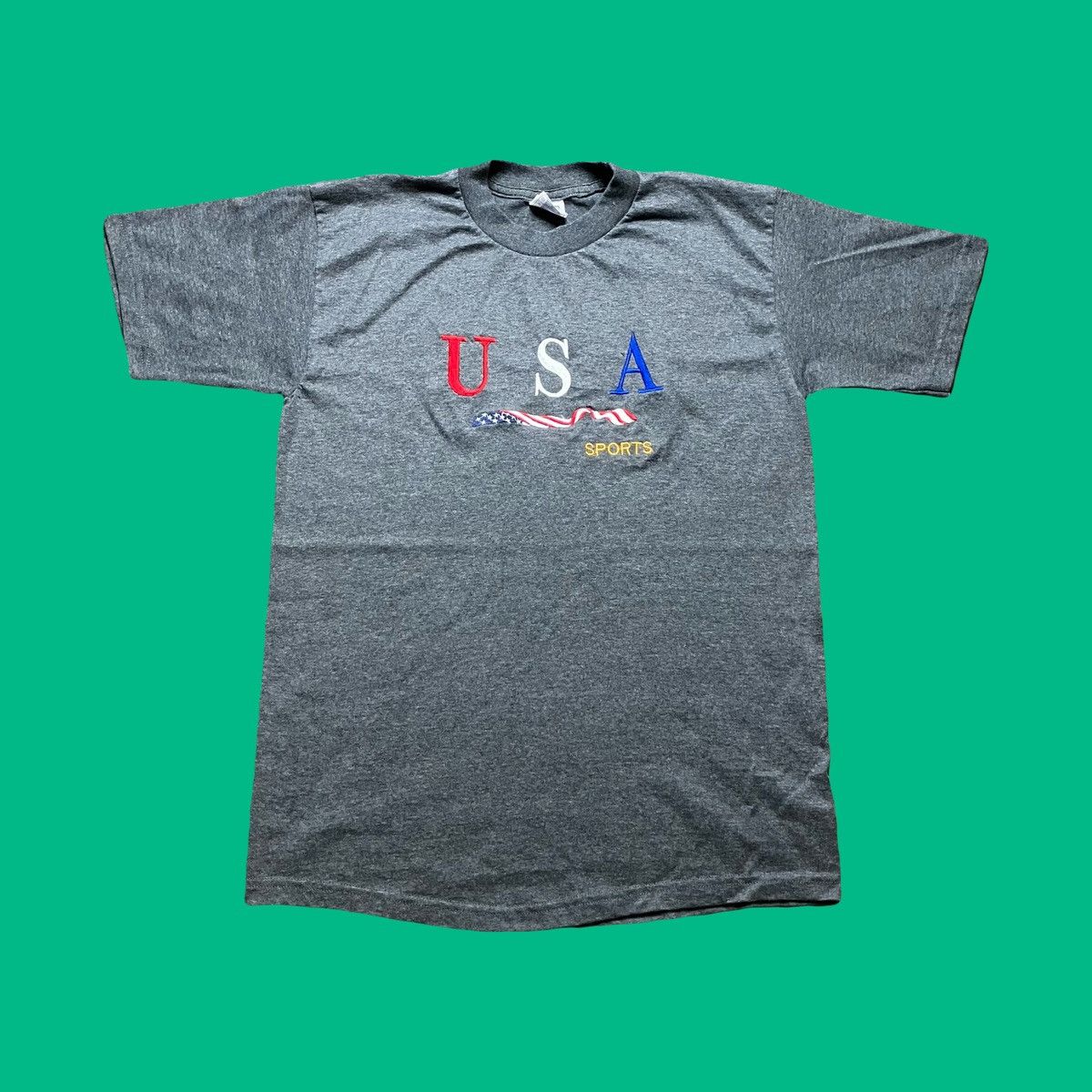USA Olympics × Vintage Vintage 90s USA Sports Embroidered T Shirt Gray Size US M / EU 48-50 / 2 - 1 Thumbnail