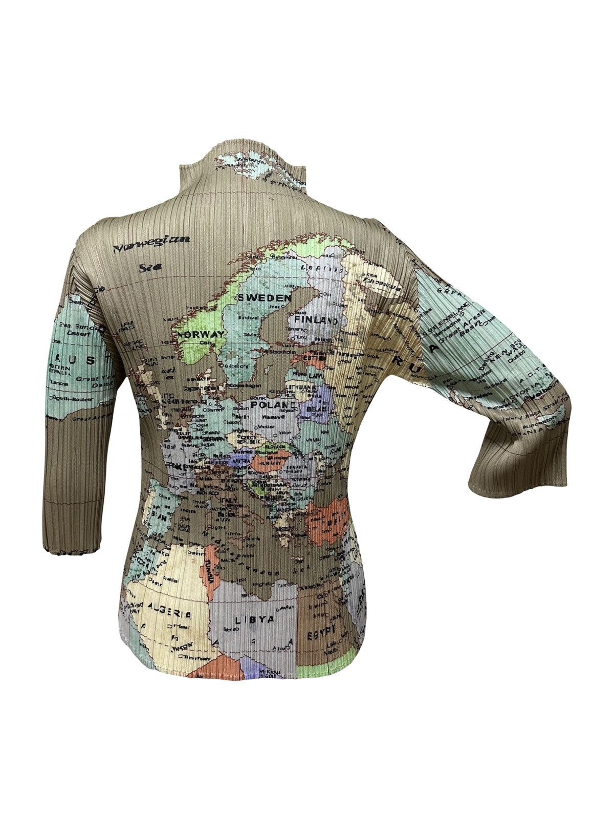 Pleats Please Issey Miyake PLEATS PLEASE World Map Three-Quarter Sleeve Top Size L / US 10 / IT 46 - 2 Thumbnail