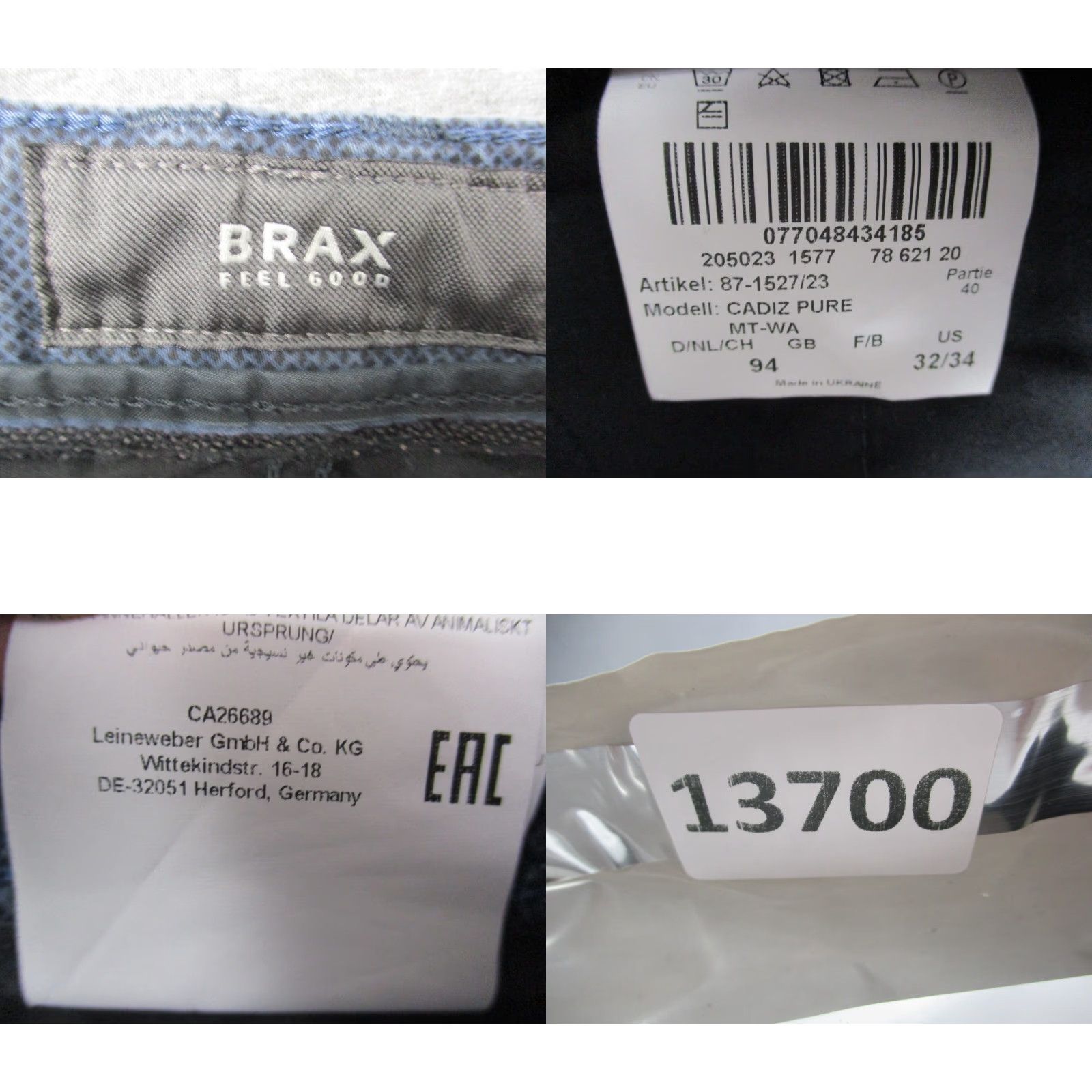 BRAX BRAX Cadiz Men's 32x34 Ultralight Straight Fit Gray Stretch Jeans Size US 32 / EU 48 - 8 Thumbnail