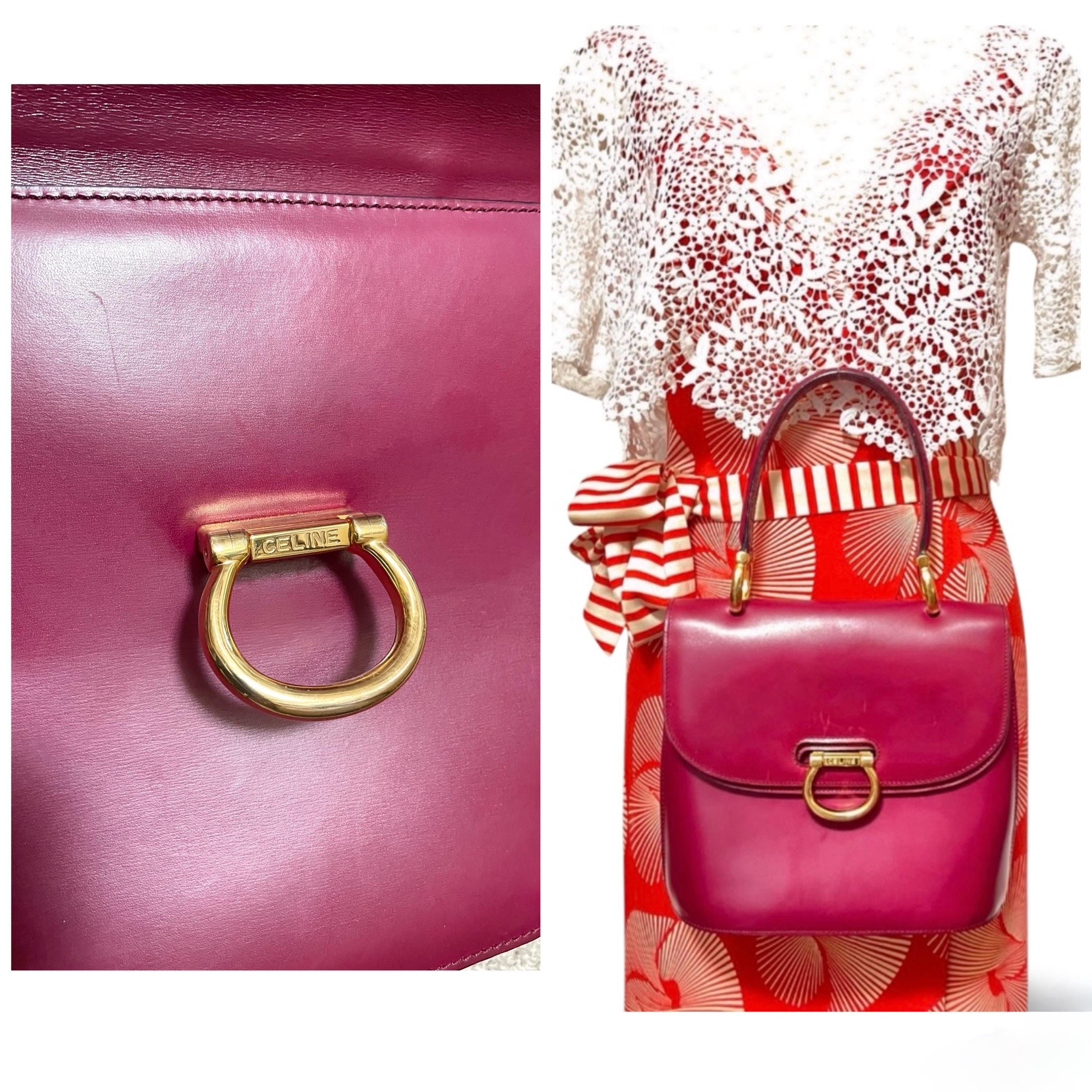 Celine Vintage Celine bordeux,wine red leather handbag. Size ONE SIZE - 5 Thumbnail