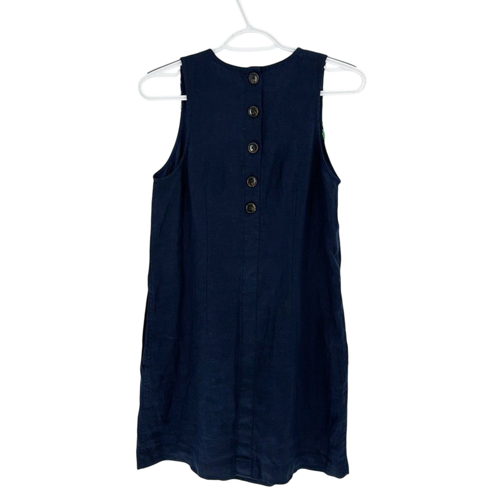 J.Crew Button-back linen shift dress with embroidery size SP