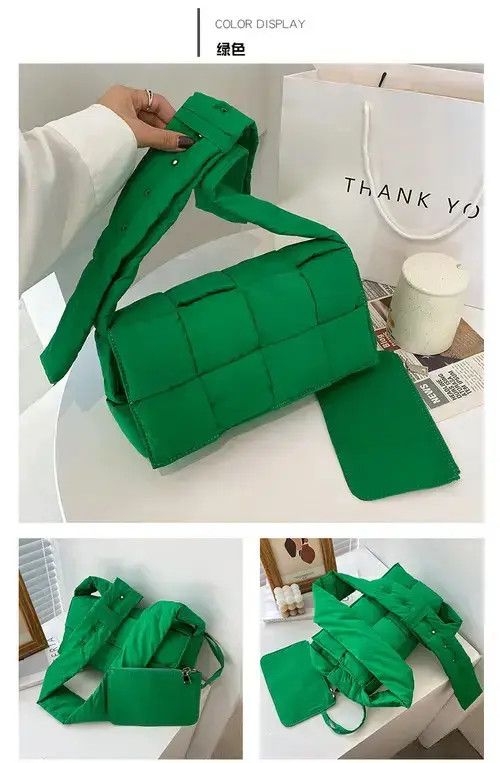 Japanese Brand × Vintage Puffer quilted green shoulder tote bag Size ONE SIZE - 2 Thumbnail
