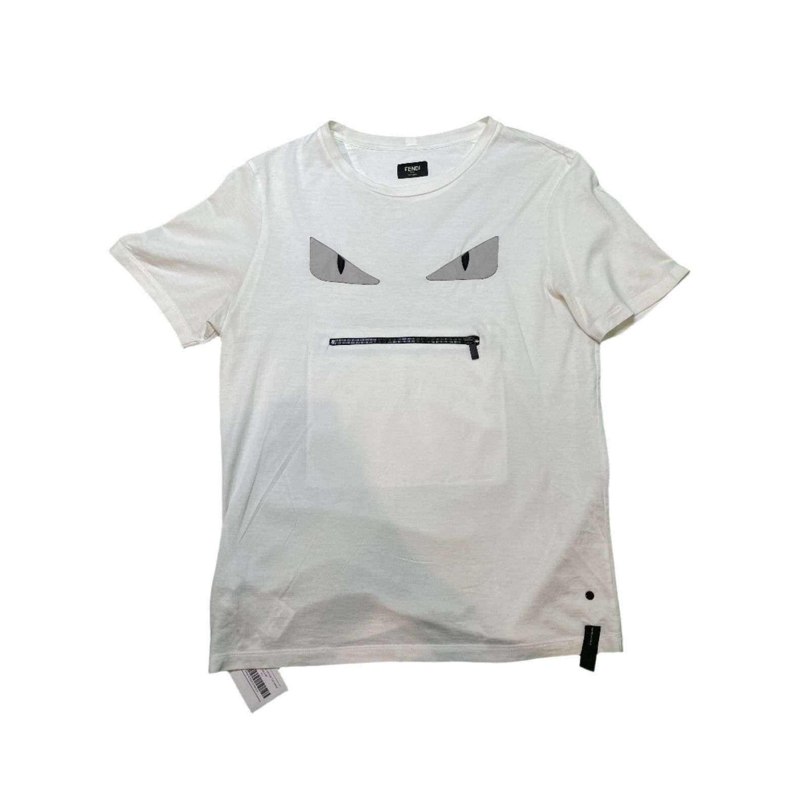 Fendi Fendi Eye Monster Zip White & Grey Tee Size US M / EU 48-50 / 2 - 1 Thumbnail