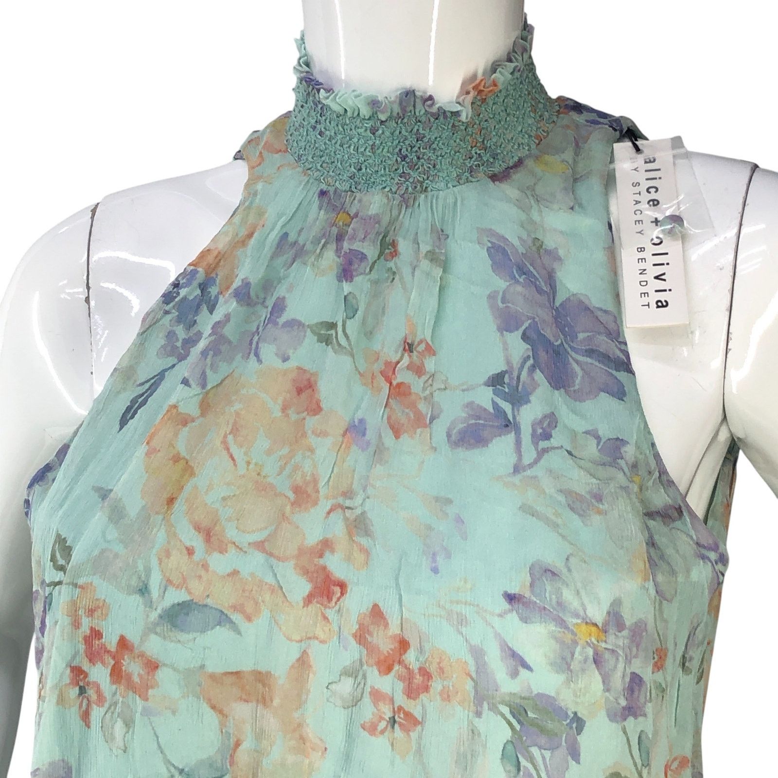 Alice + Olivia Alice + Olivia Sz XS Top Annmarie Smocked High Neck Tank NEW Size XS / US 0-2 / IT 36-38 - 2 Thumbnail