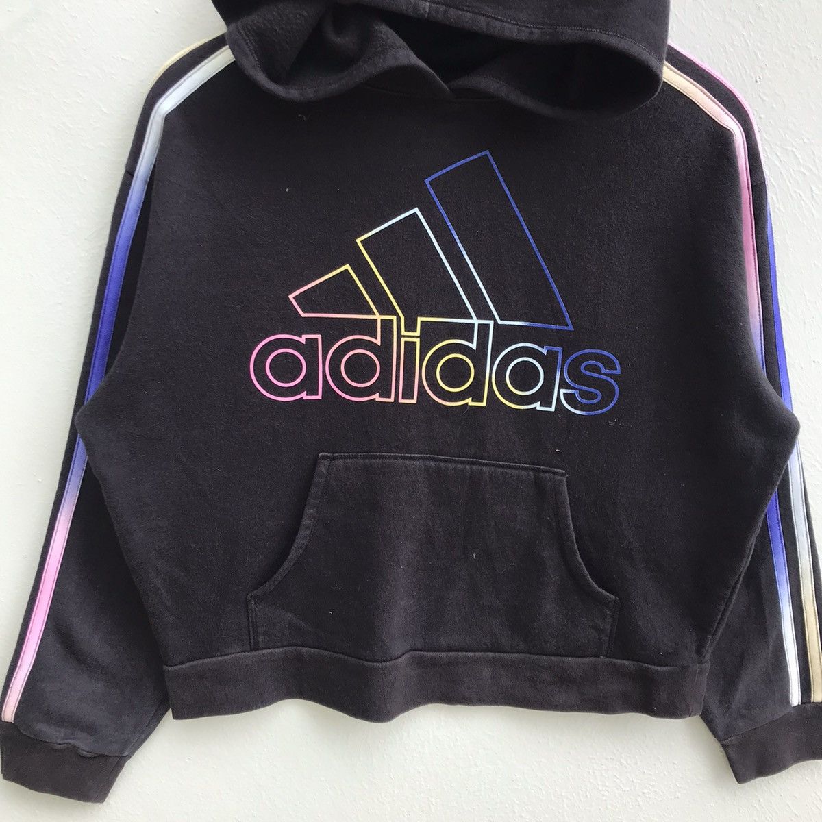 Adidas Adidas 3 Stripes Crop Top Hoodie Size XL / US 12-14 / IT 48-50 - 3 Thumbnail