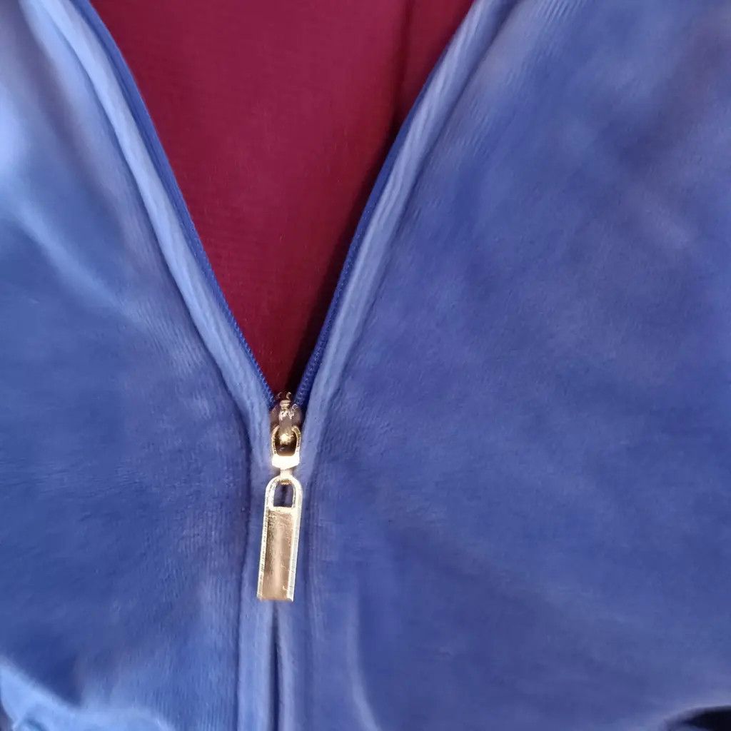 Victoria's Secret Juicy Couture Blue Velour Zip Hoodie Size L / US 10 / IT 46 - 9 Thumbnail