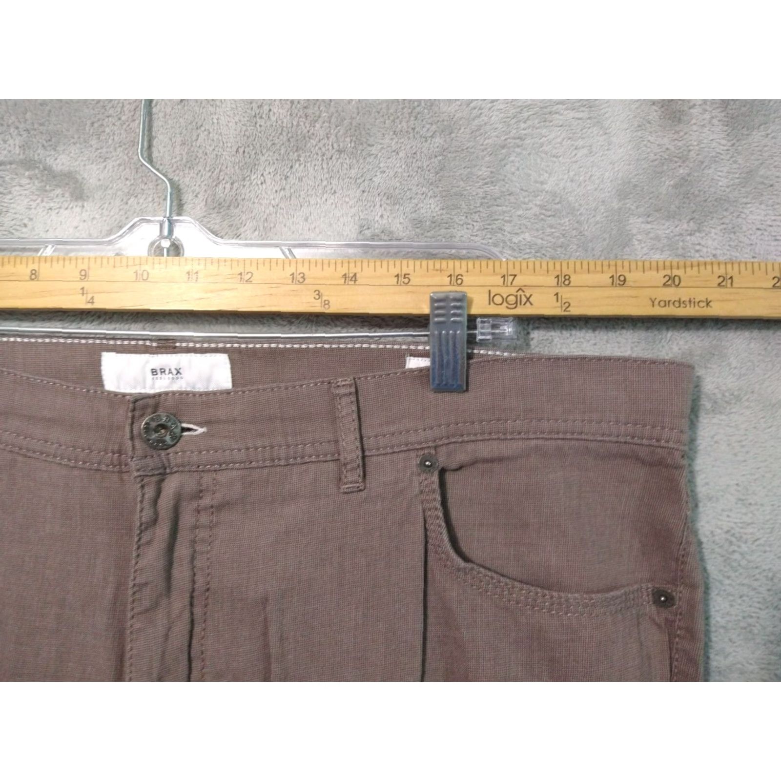 BRAX BRAX Pants Mens 42x34 Chino Brown Regular Cotton Stretch Flat Front 5-Pocket Style City College Preppy Mens Size US 42 / EU 58 - 3 Thumbnail