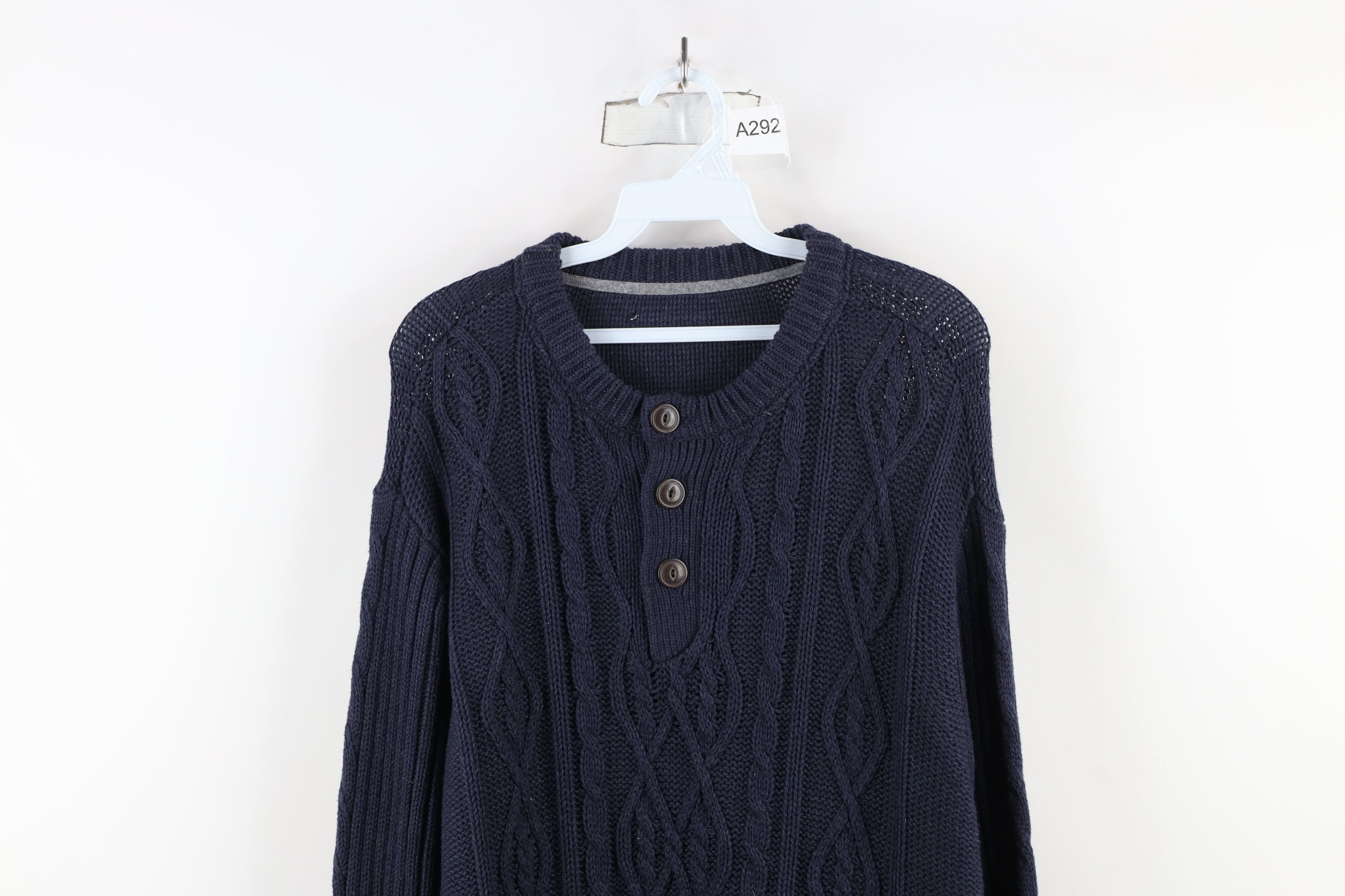 Vintage Vintage 90s Y2K Streetwear Knit Fisherman Henley Sweater Size US XL / EU 56 / 4 - 2 Thumbnail