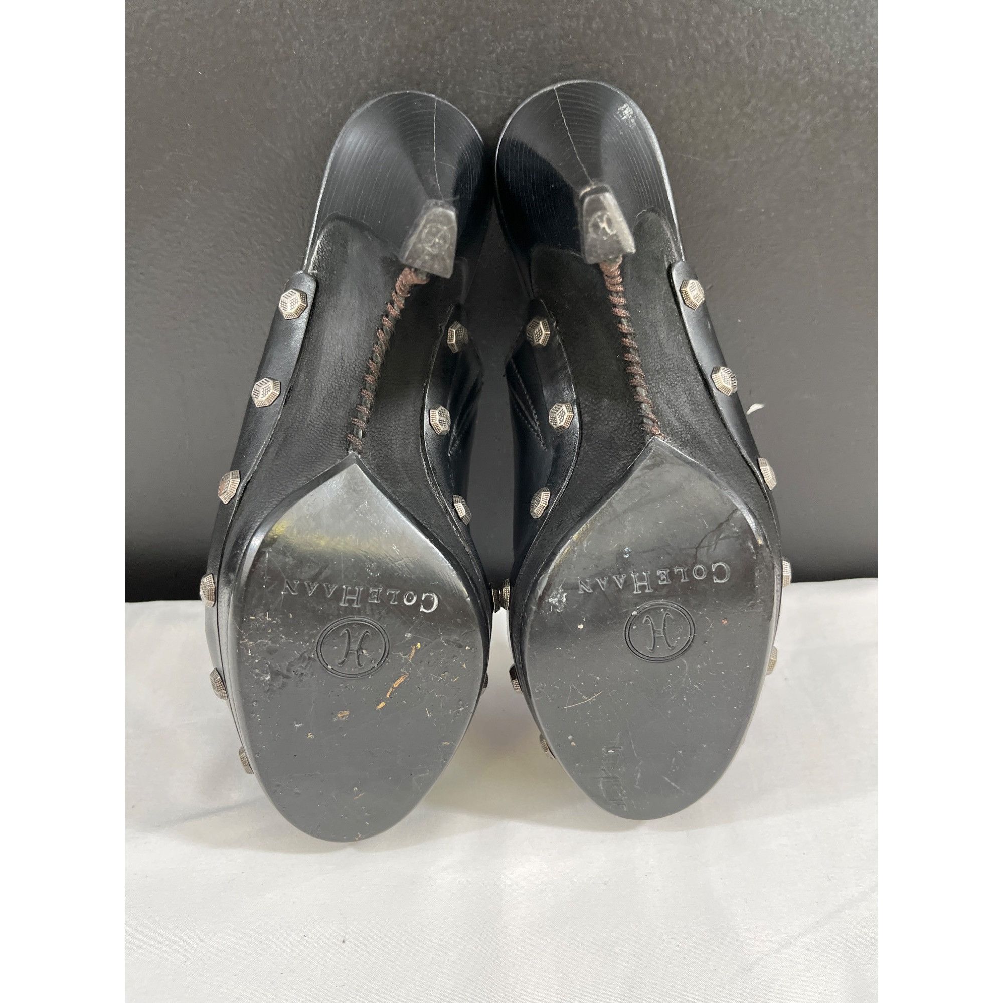 Cole Haan Cole Haan Women's Black Leather Heeled Mules Size 6B SKU 608 Size US 6 / IT 36 - 3 Thumbnail