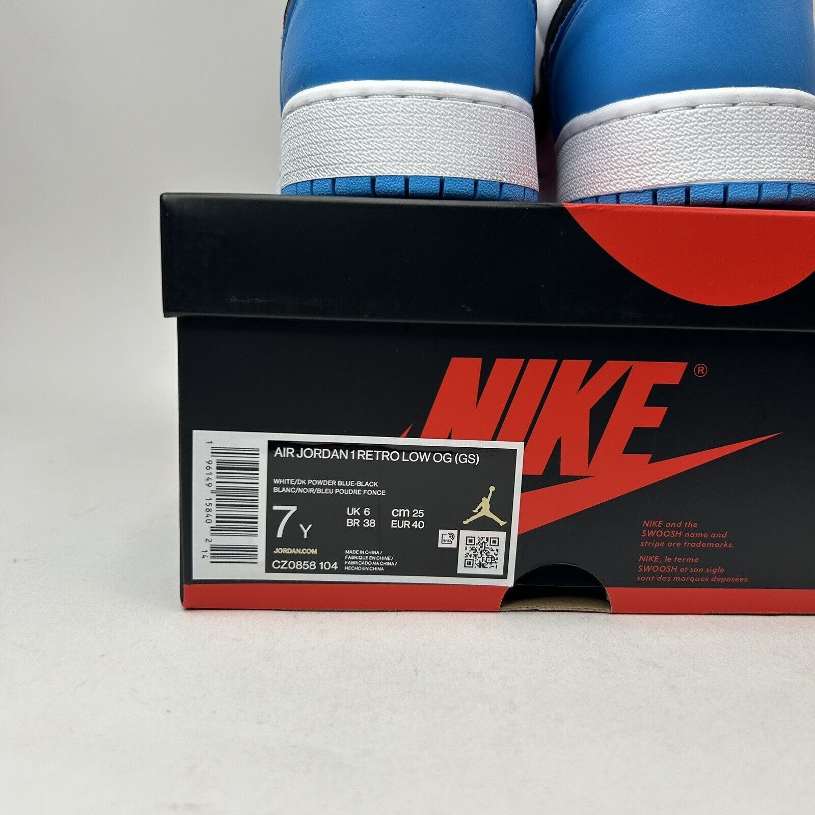 Nike Nike Air Jordan 1 Retro Low OG “Powder Blue/UNC” 2023 Size US 8.5 / IT 38.5 - 5 Thumbnail
