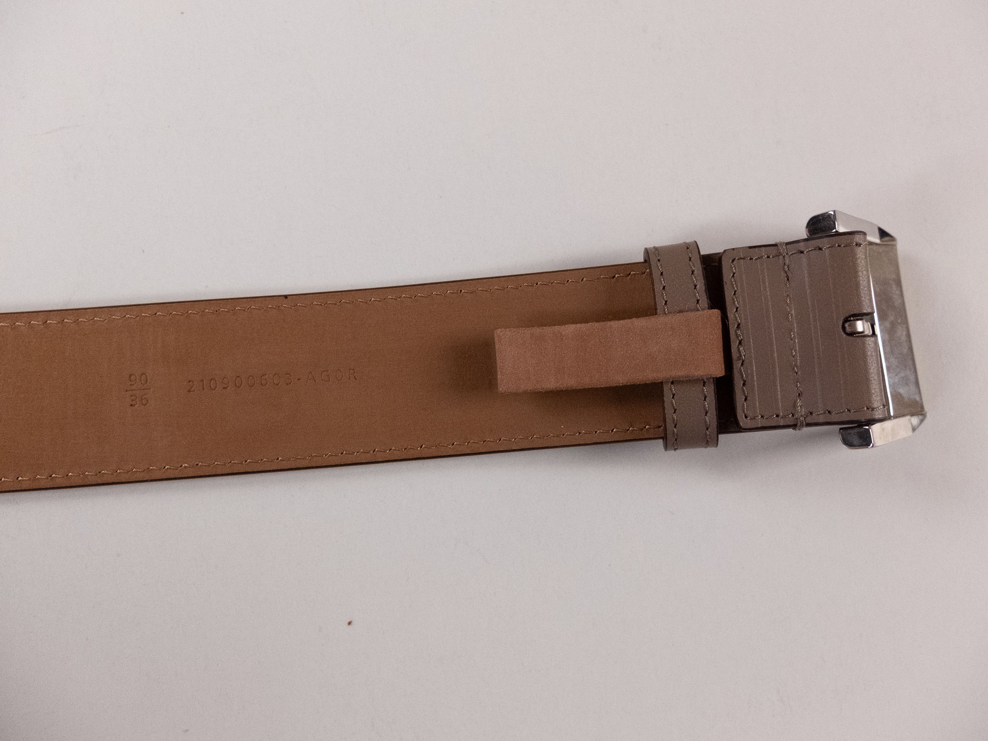 Fendi FENDI Edge dark beige FF logo embossed leather belt 90 / 36 Size 34 - 5 Thumbnail