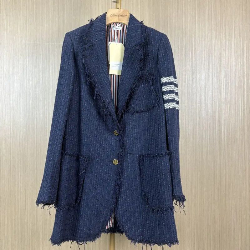 Thom Browne Thom Browne Navy Cotton Women's Coat 0089 Size M / US 6-8 / IT 42-44 - 1 Thumbnail
