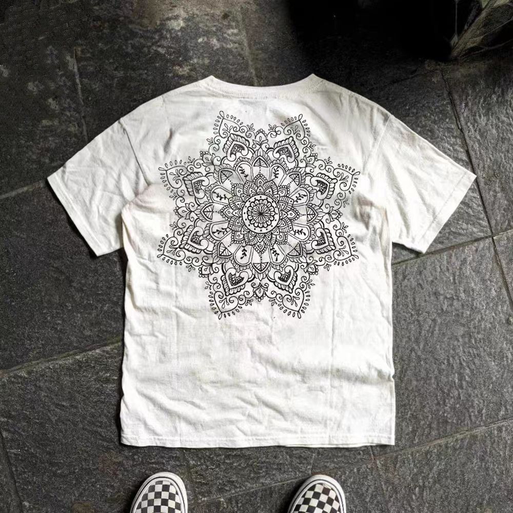 Vintage White washed retro hip-hop patterned t-shirt Size US M / EU 48-50 / 2 - 1 Thumbnail
