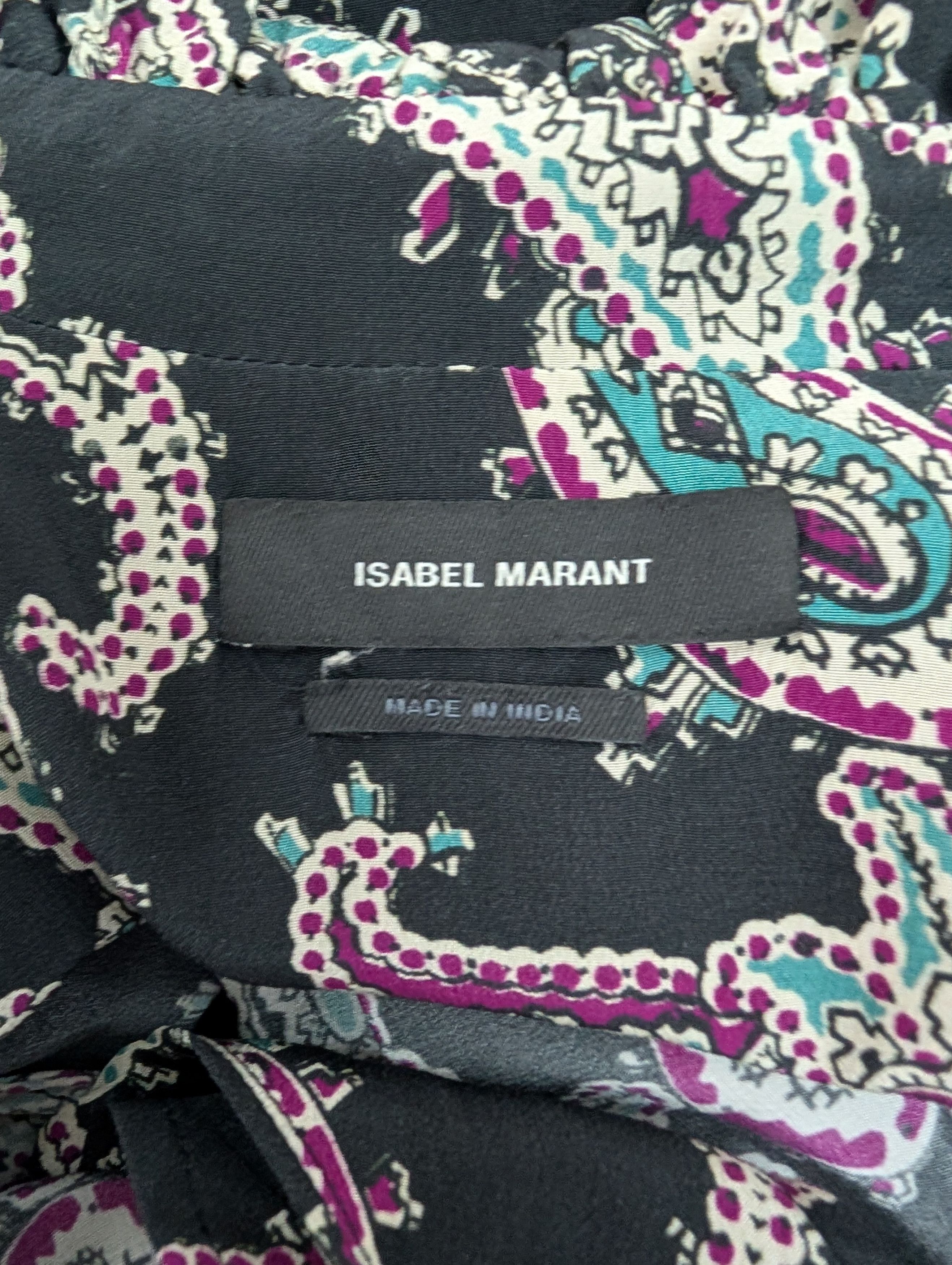 Isabel Marant Isabel Marant Black Silk Paisley Print Blouse Size XS / US 0-2 / IT 36-38 - 4 Thumbnail