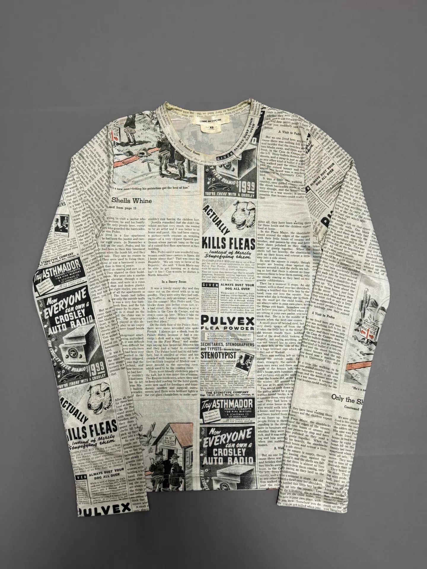 Comme des Garcons CDG 19ss vintage newspaper satin long sleeve pants set XS Size XS / US 0-2 / IT 36-38 - 2 Thumbnail