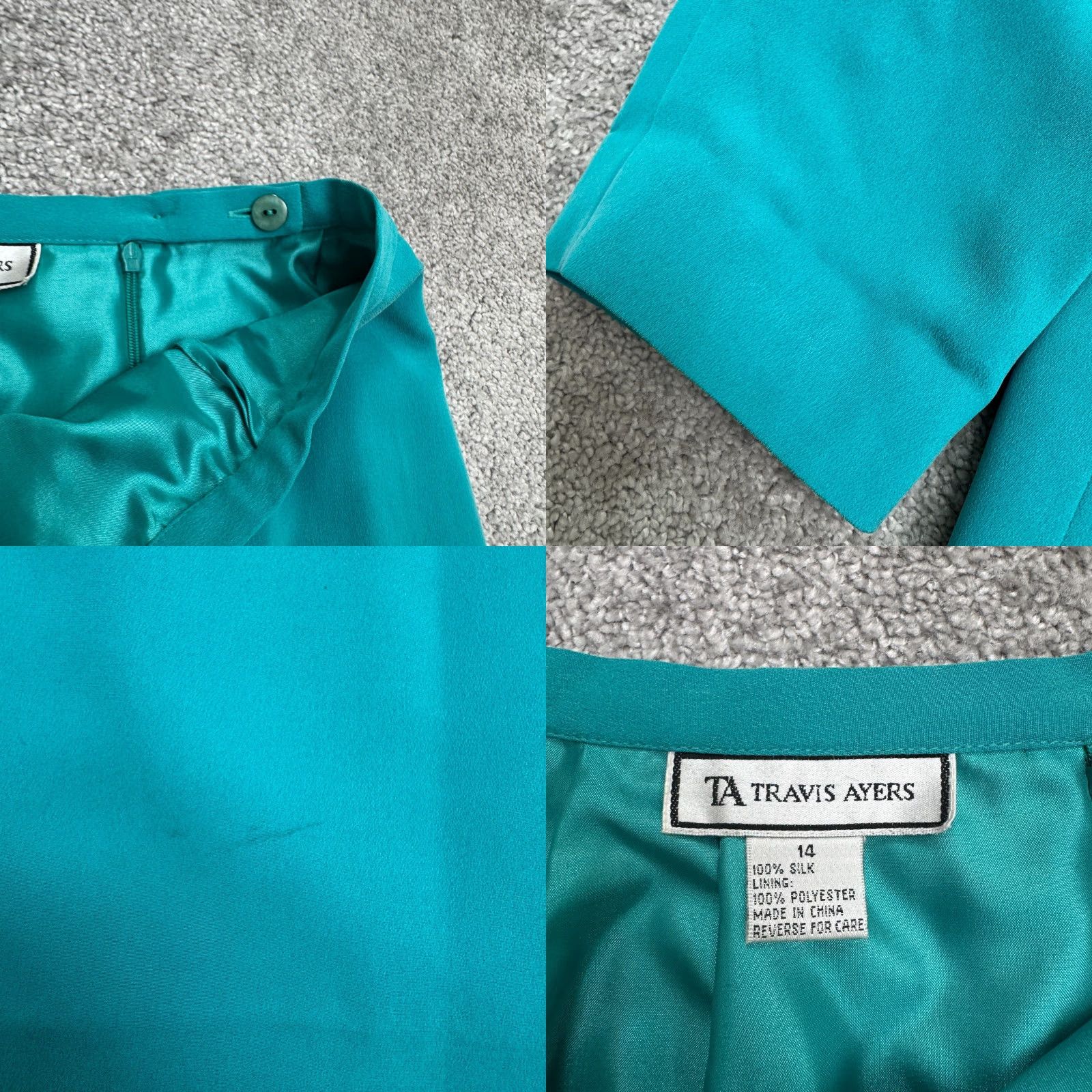 Vintage VINTAGE Travis Ayers 2-Piece Suit Set Jacket & Pencil Skirt Teal 14 Women’s 90s Classic Size 36" / US 14 / IT 50 - 8 Thumbnail