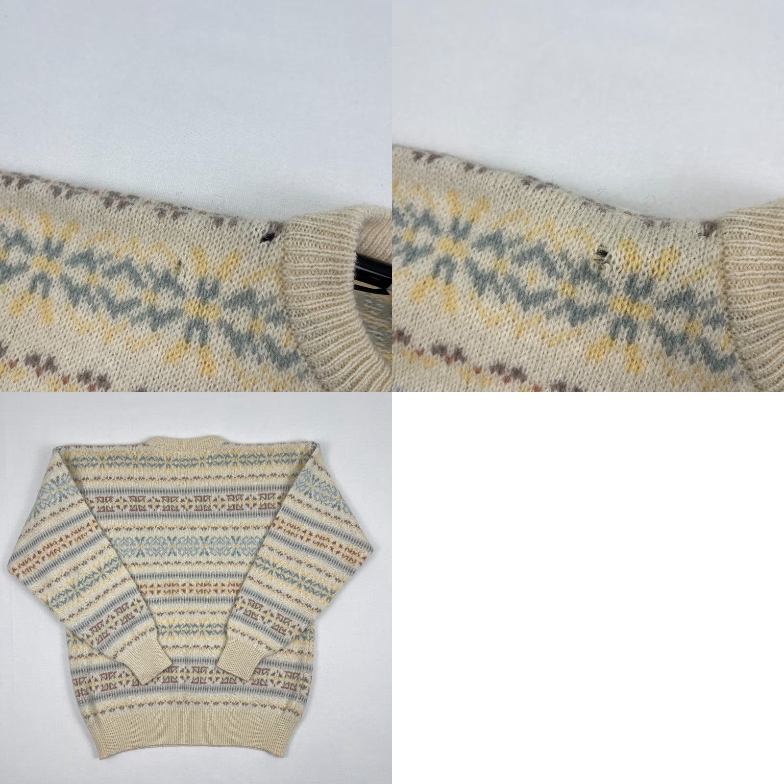 Vintage VTG Cubus Wool Sweater Mens XL Ivory Fair Isle Crew Neck Pullover 90s Vintage Classic Outdoors Mens Size US XL / EU 56 / 4 - 8 Thumbnail
