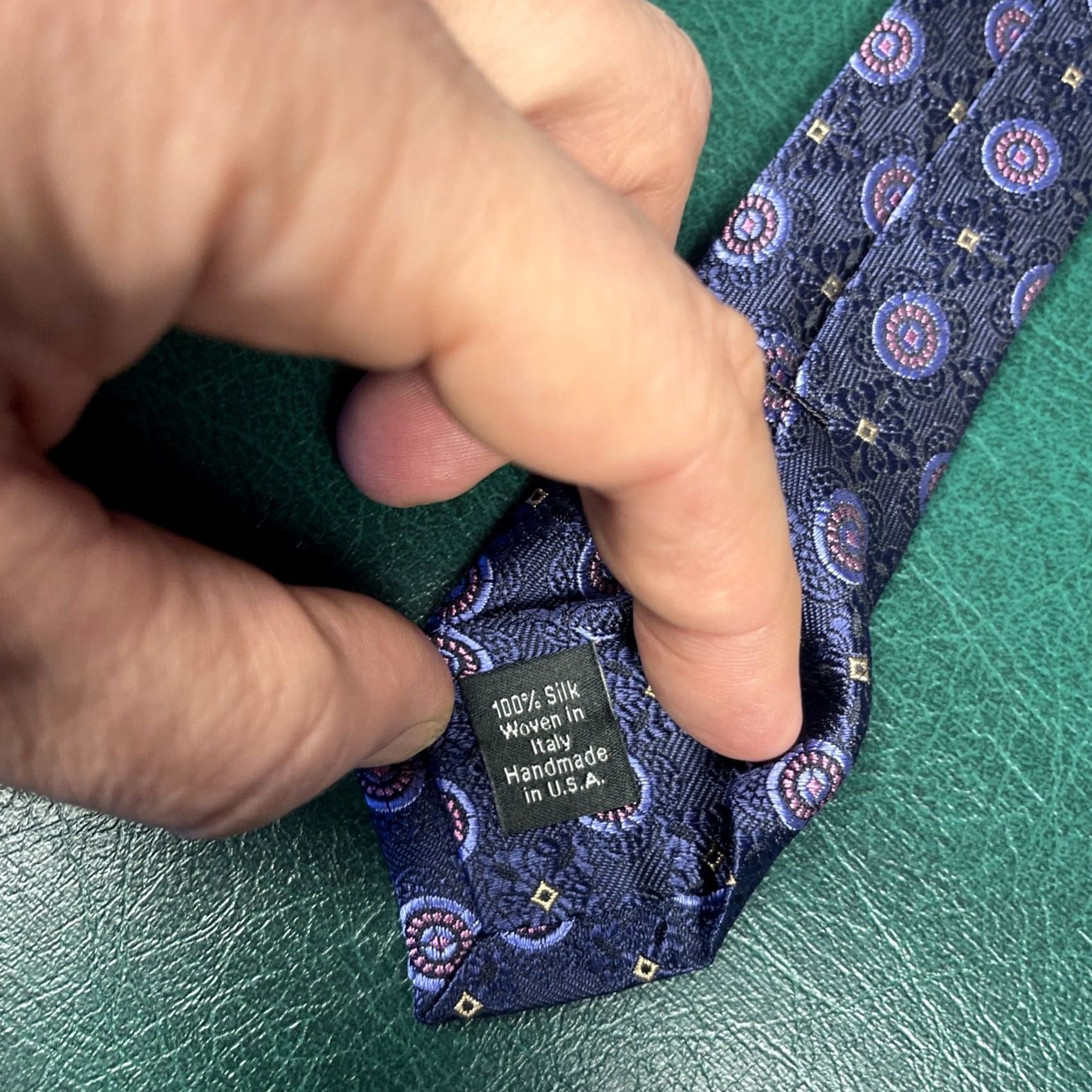 David Donahue David Donahue Silk Tie Blue Purple Coins Designer Made In USA Of Italian Silk Men Tie Blue Coins Designer Silk Italy USA Size ONE SIZE - 3 Thumbnail