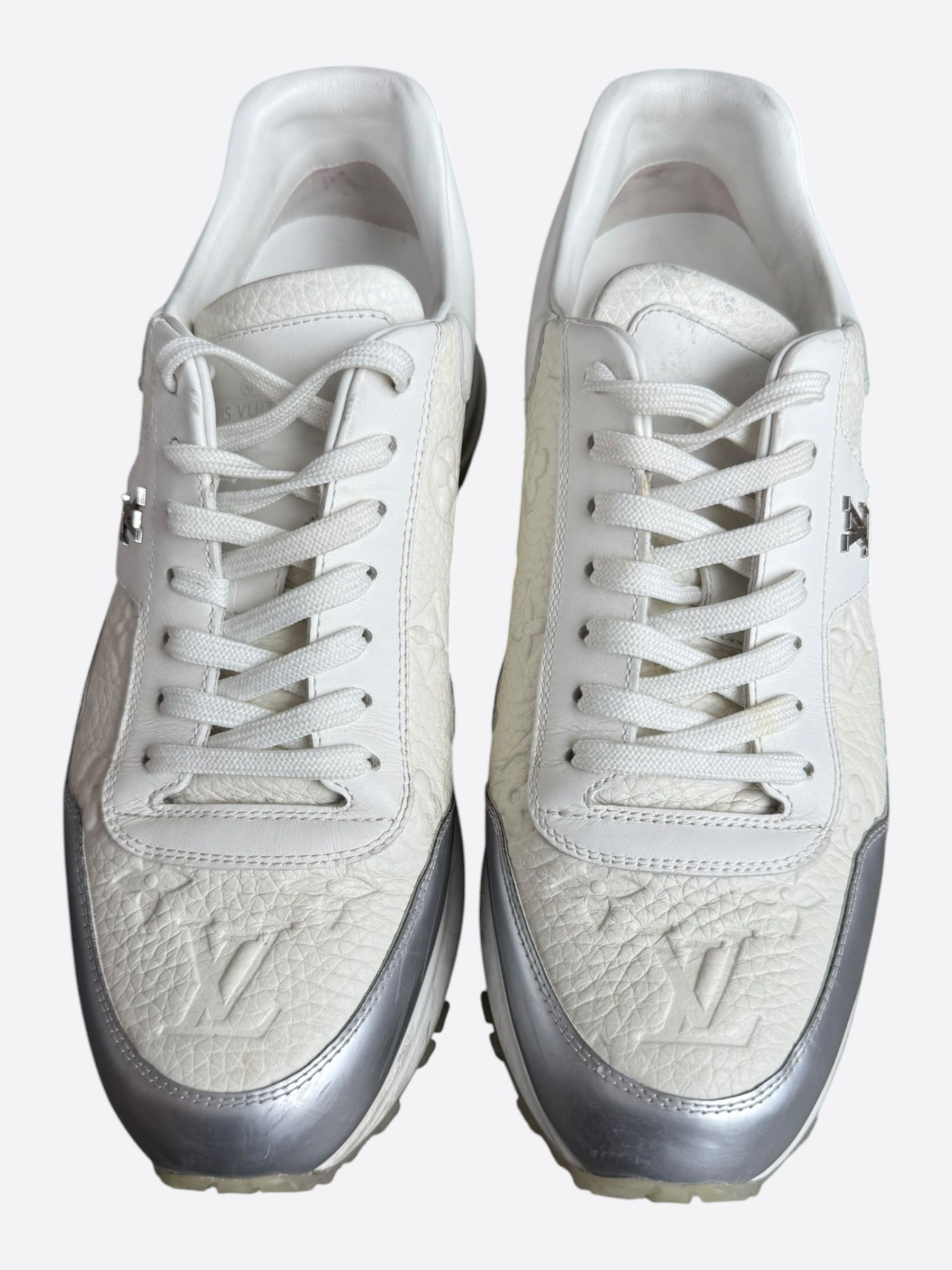 Louis Vuitton White & Silver Monogram Taurillon Run Away Sneakers Size US 8 / EU 41 - 2 Thumbnail