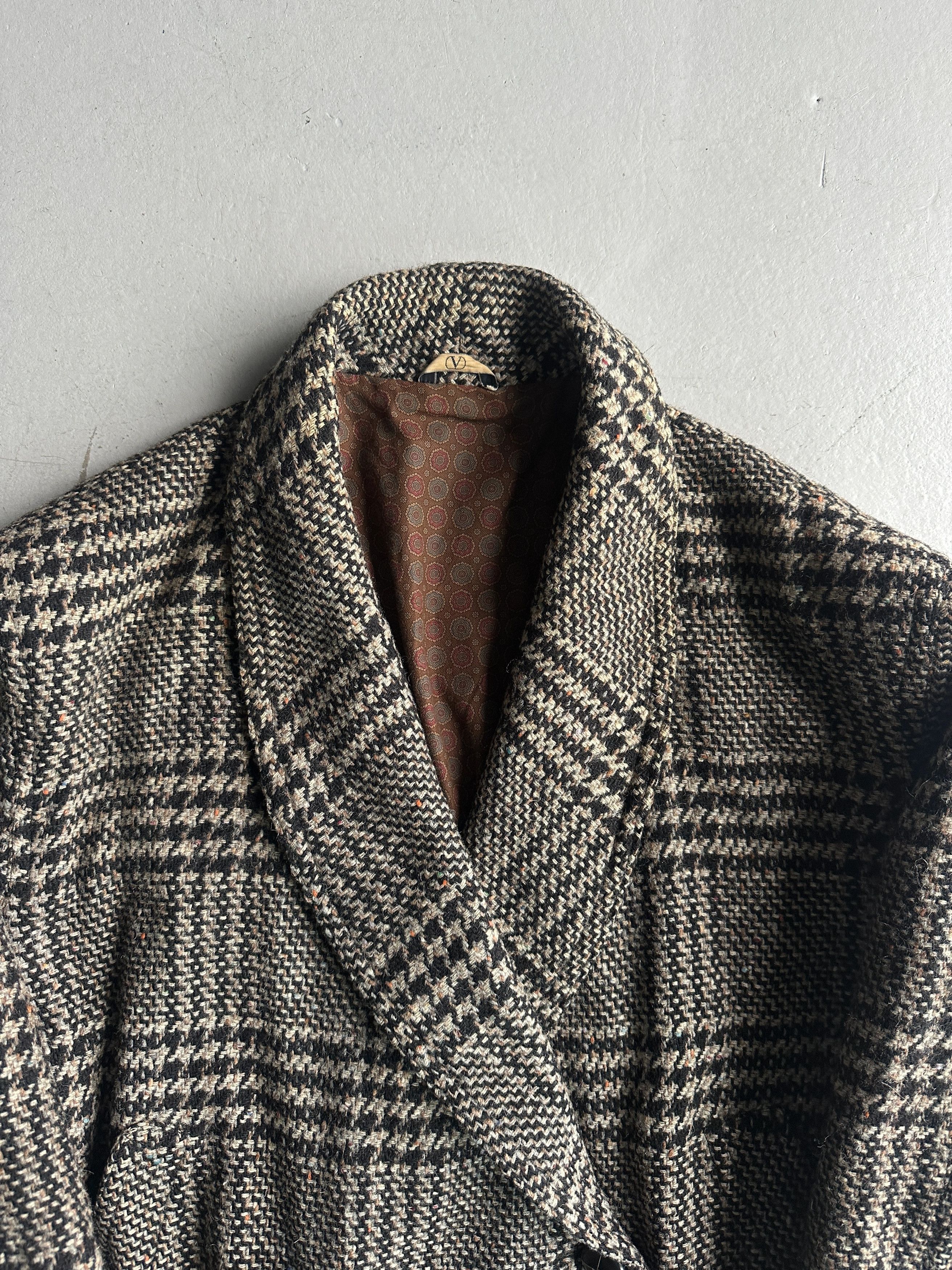 Valentino VALENTINO 1980s BOXY FIT SHAWL COLLAR PLAID JACKET Size US L / EU 52-54 / 3 - 13 Thumbnail