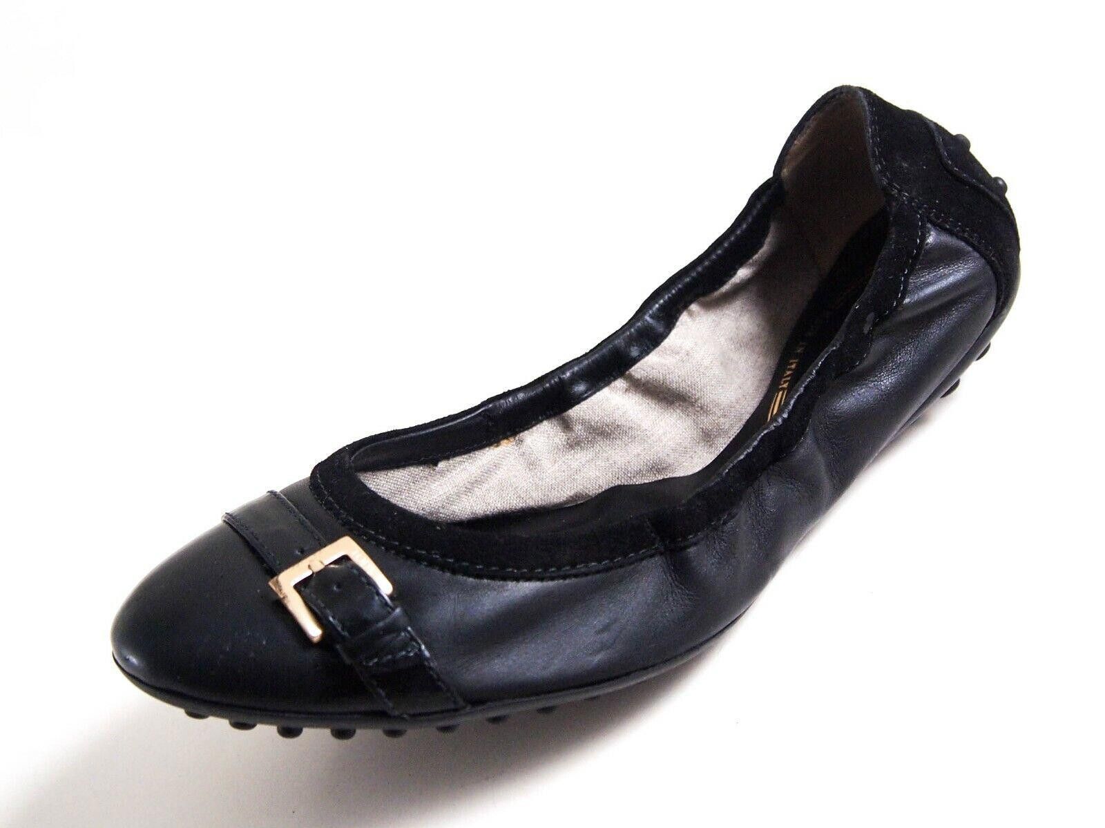 Tod's Ballet Flats Black Leather Suede Women Size EU 36 US 6 $480