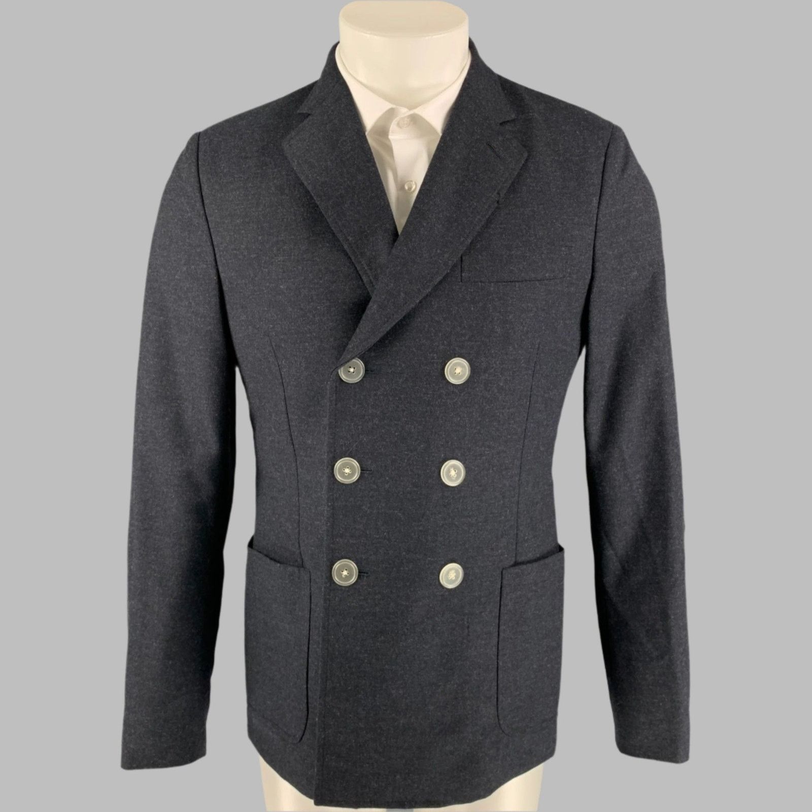 Band Of Outsiders Size 40 Grey Charcoal Wool Double Breasted Sport Coat Size 40R - 1 Thumbnail