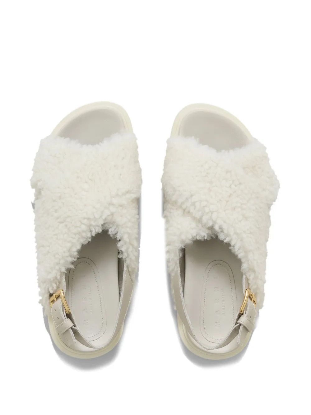 Marni o1w1db11125 Fussbett Shearling Sandals in White Size US 7 / IT 37 - 2 Thumbnail