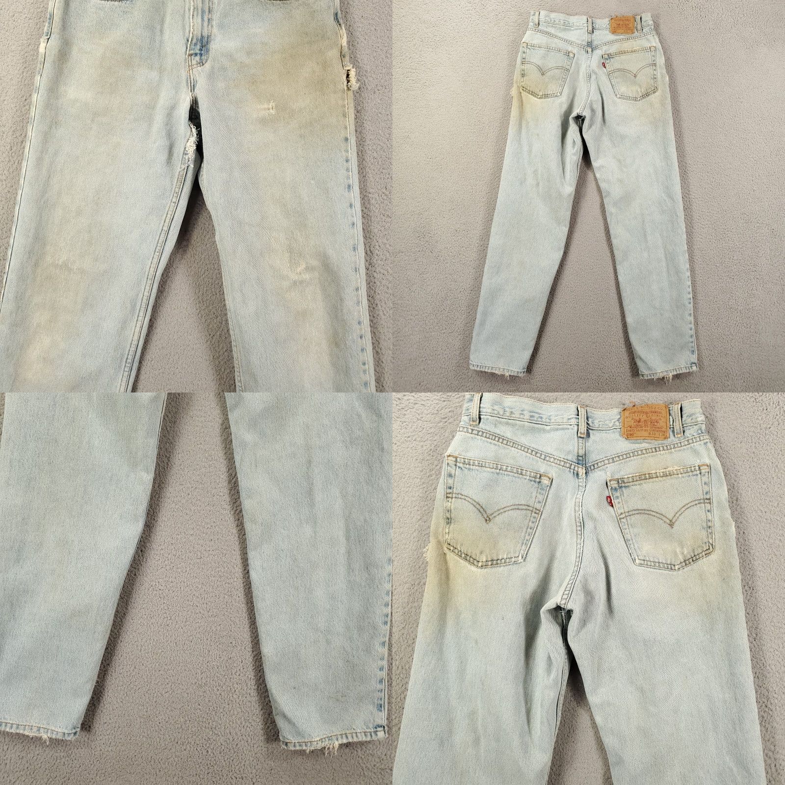 Levi's VINTAGE Levi's 550 Jeans Mens 33x34 9 0s Grunge Distressed Relaxed Denim Blue 5-Pocket Logo 550 90s Mens Jeans Size US 33 - 9 Thumbnail