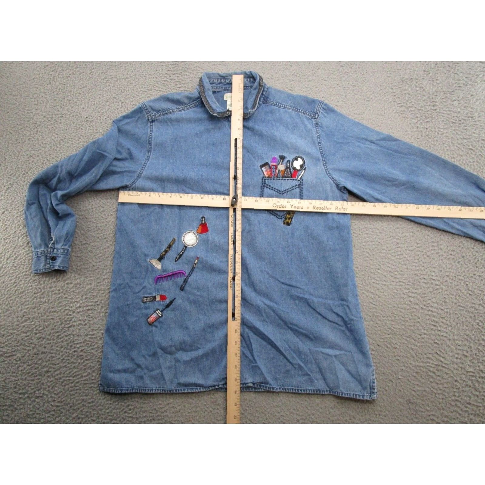 Vintage VINTAGE Bobbie Brooks Denim Long Sleeve Shirt XL Embroidered READ Size XL / US 12-14 / IT 48-50 - 6 Thumbnail