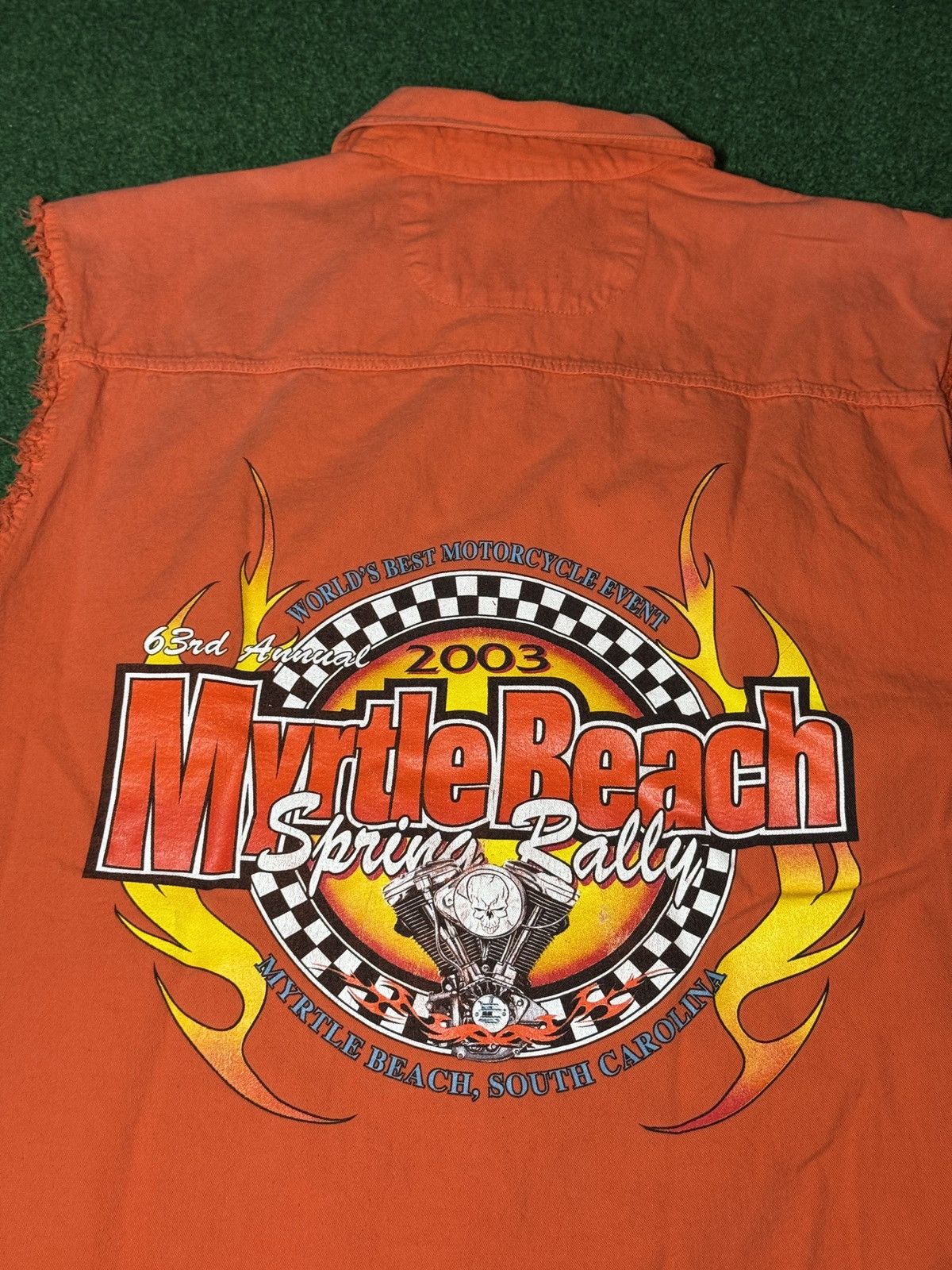 Harley Davidson Biker Flame Graphic Button Up Sleeveless Shirt Myrtle Beach Size US XL / EU 56 / 4 - 2 Thumbnail
