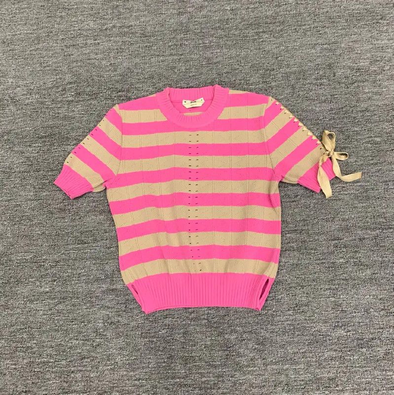 Fendi Fendi Pink Striped Cotton Women's T-Shirt 0089 Size S / US 4 / IT 40 - 1 Thumbnail
