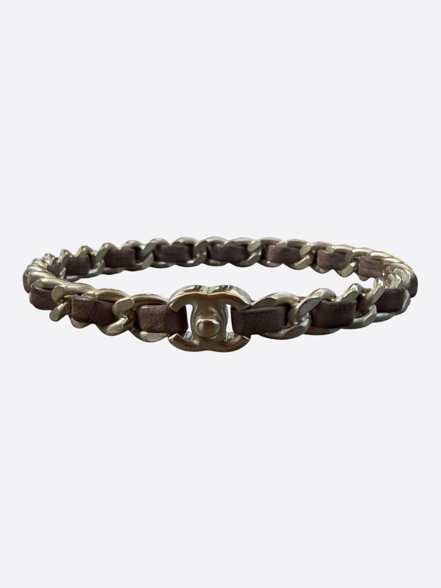 Chanel Chanel Silver & Brown CC Turnlock Bracelet Size ONE SIZE - 1 Thumbnail