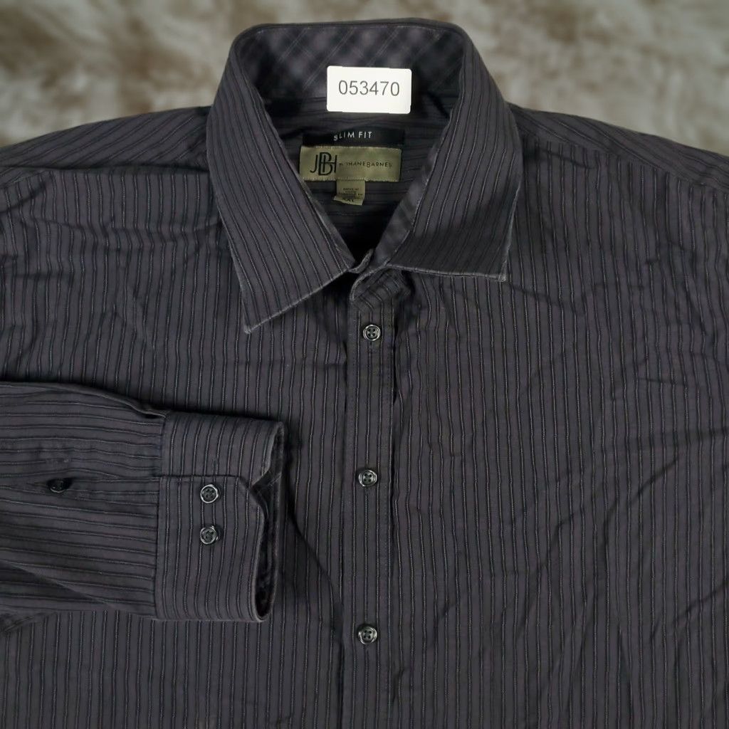 Vintage VINTAGE Jhane Barnes Shirt Mens 2XL Gray Striped Button-Up Long Sleeve Casual Business Formal Party/Cocktail Workwear Mens Size US XXL / EU 58 / 5 - 1 Thumbnail
