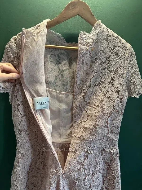 Valentino Valentino Classic pink lace short sleeve dress Size L / US 10 / IT 46 - 8 Thumbnail