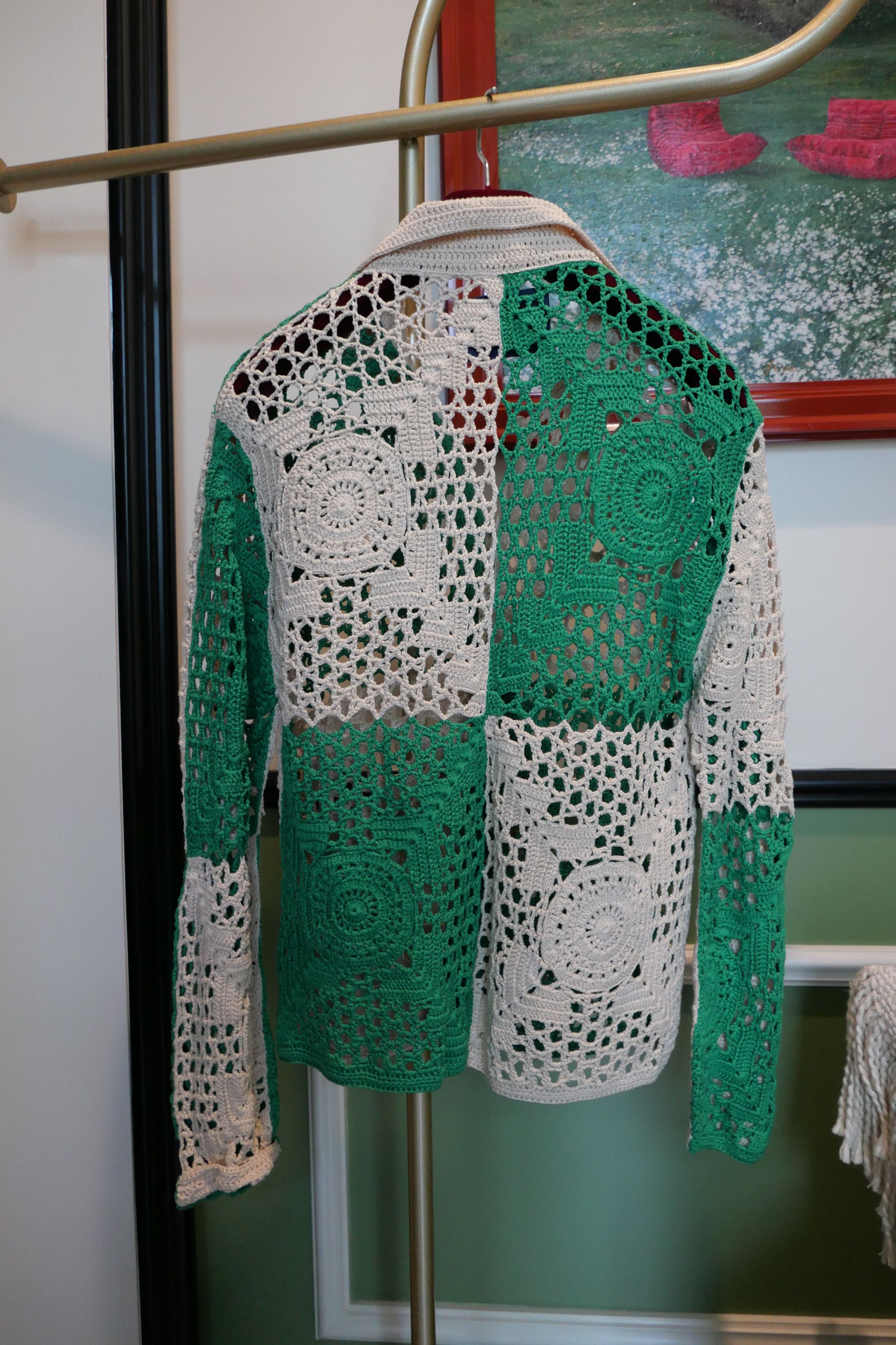 Bode BODE Duotone Crochet Overshirt Green Size US M / EU 48-50 / 2 - 2 Thumbnail