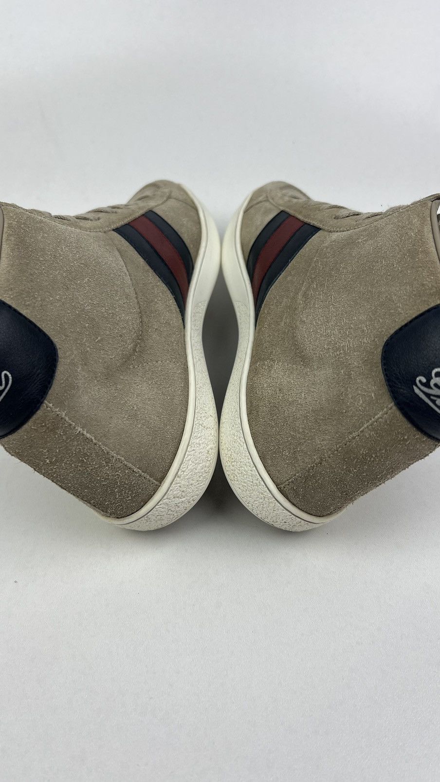 Gucci GUCCI Sneakers Suede Hi Top Shoes Web Stripe Logo Baige Mens Size US 7.5 / EU 40-41 - 10 Thumbnail