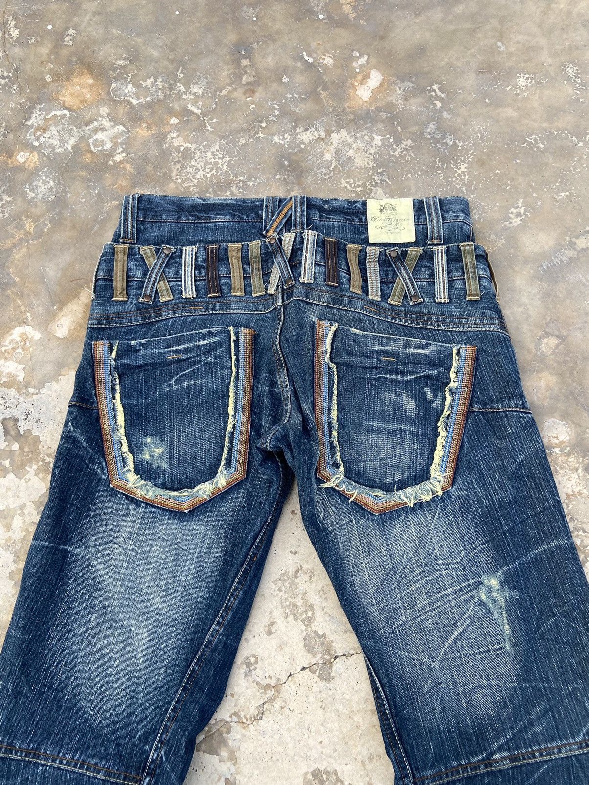 Japanese Brand Vintage Distressed Doubel Waist Dominate Handcraft Jeans Size US 33 - 4 Thumbnail