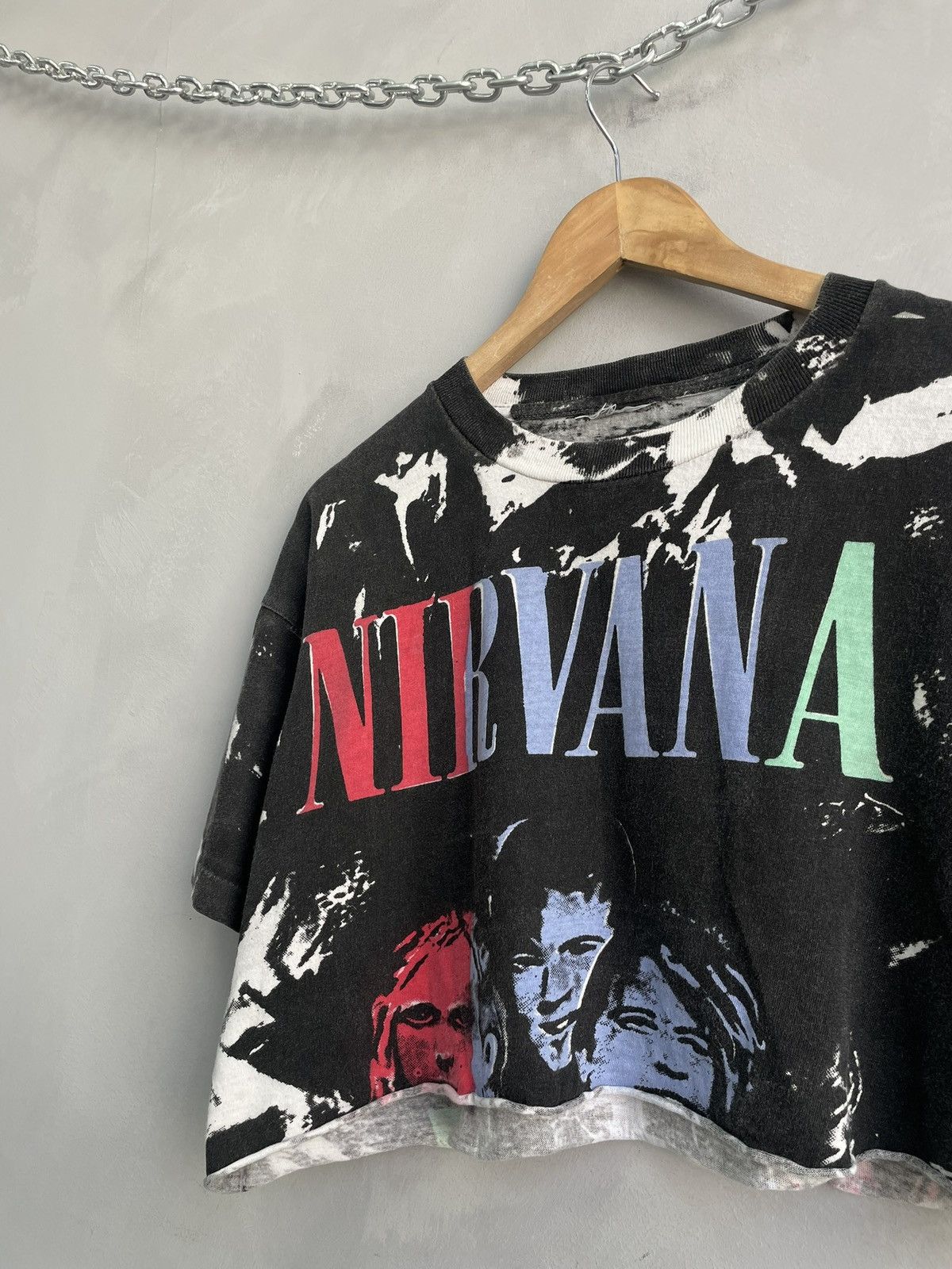 Nirvana Nirvana cropped custom 90s over print tee singlestitch Size US M / EU 48-50 / 2 - 4 Thumbnail
