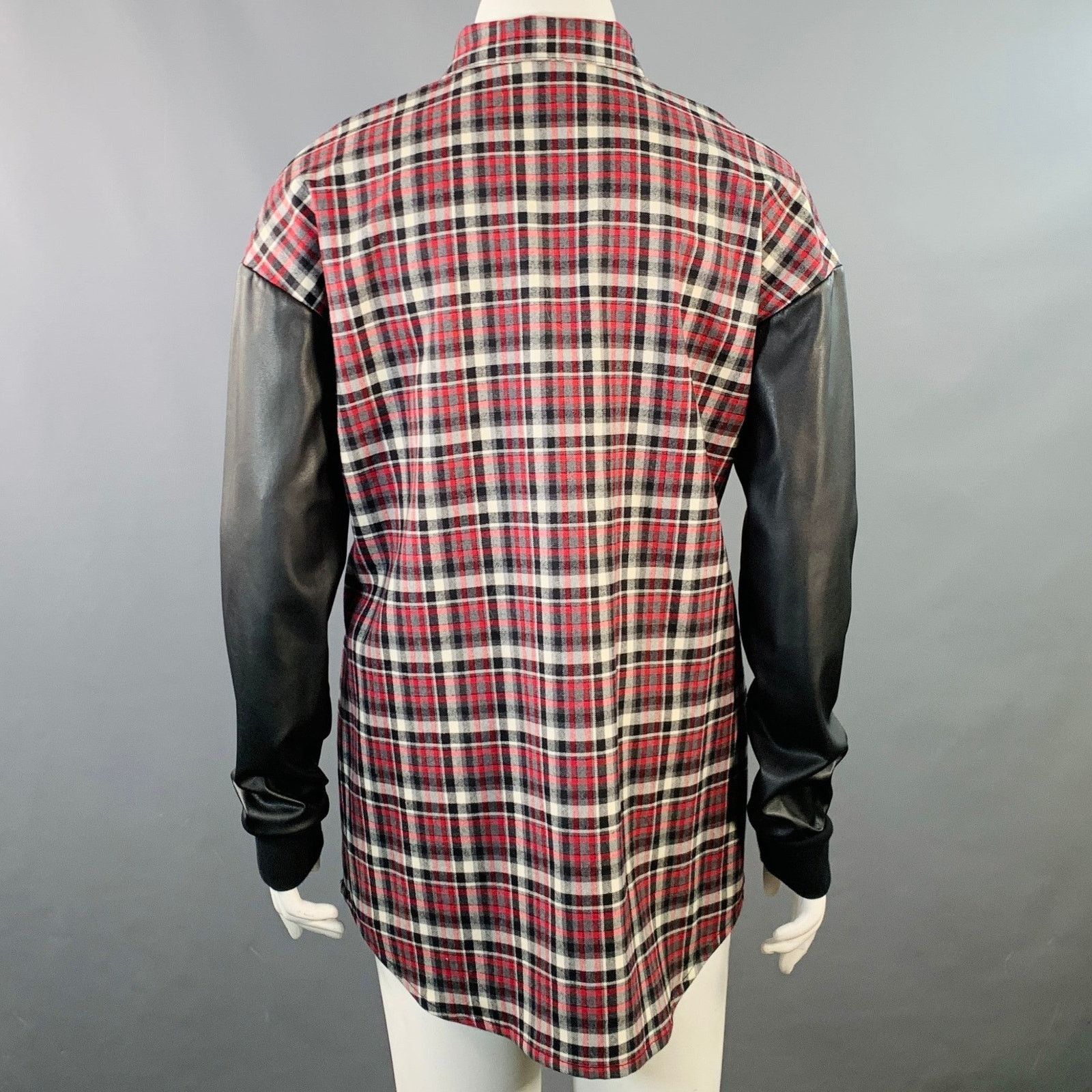 Giambattista Valli GIAMBA by GIAMBATTISTA VALLI Black Red Wool Snaps Shirt Size XL / US 12-14 / IT 48-50 - 4 Thumbnail