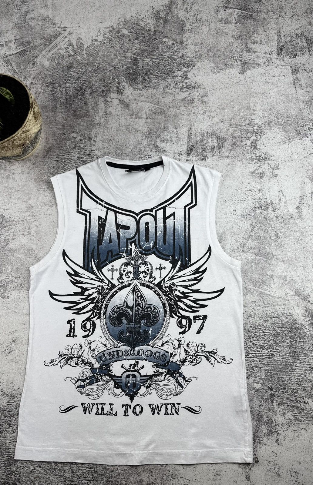 Rap Tees Vintage TAPOUT Crazy Y2K Rap Hip Hop Sleeveless White UFC Top T Shirt Jersey Tee Size US M / EU 48-50 / 2 - 3 Thumbnail