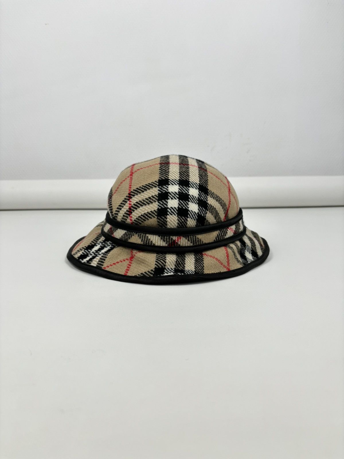 Burberry × Burberry Prorsum RARE VTG 90's BURBERRY'S Wool Nova Check Beige Bucket Hat England Cap Panama M Size ONE SIZE - 5 Thumbnail