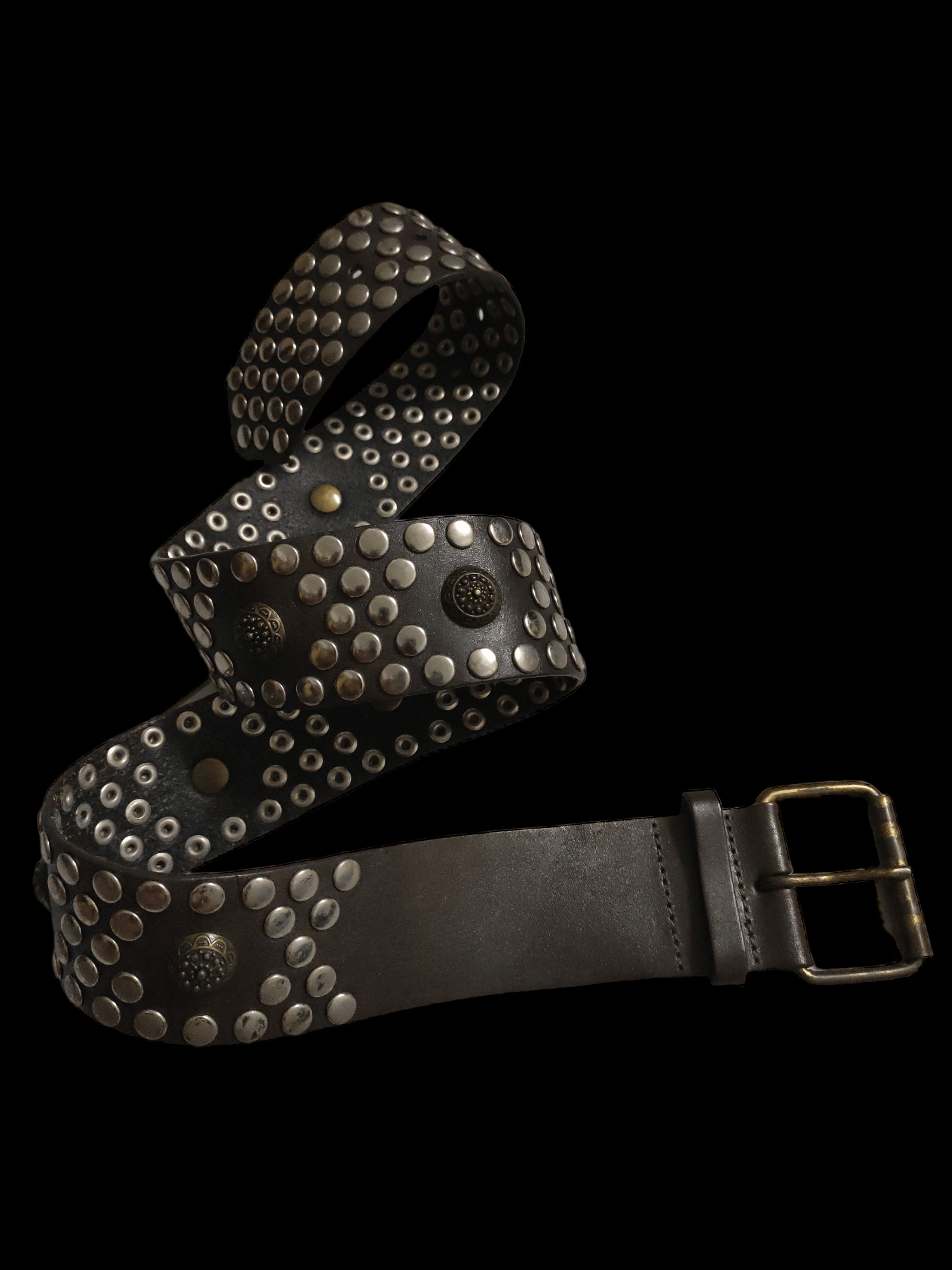 Leather Leather Belt Studded x Handmade Design Size 34 - 3 Thumbnail