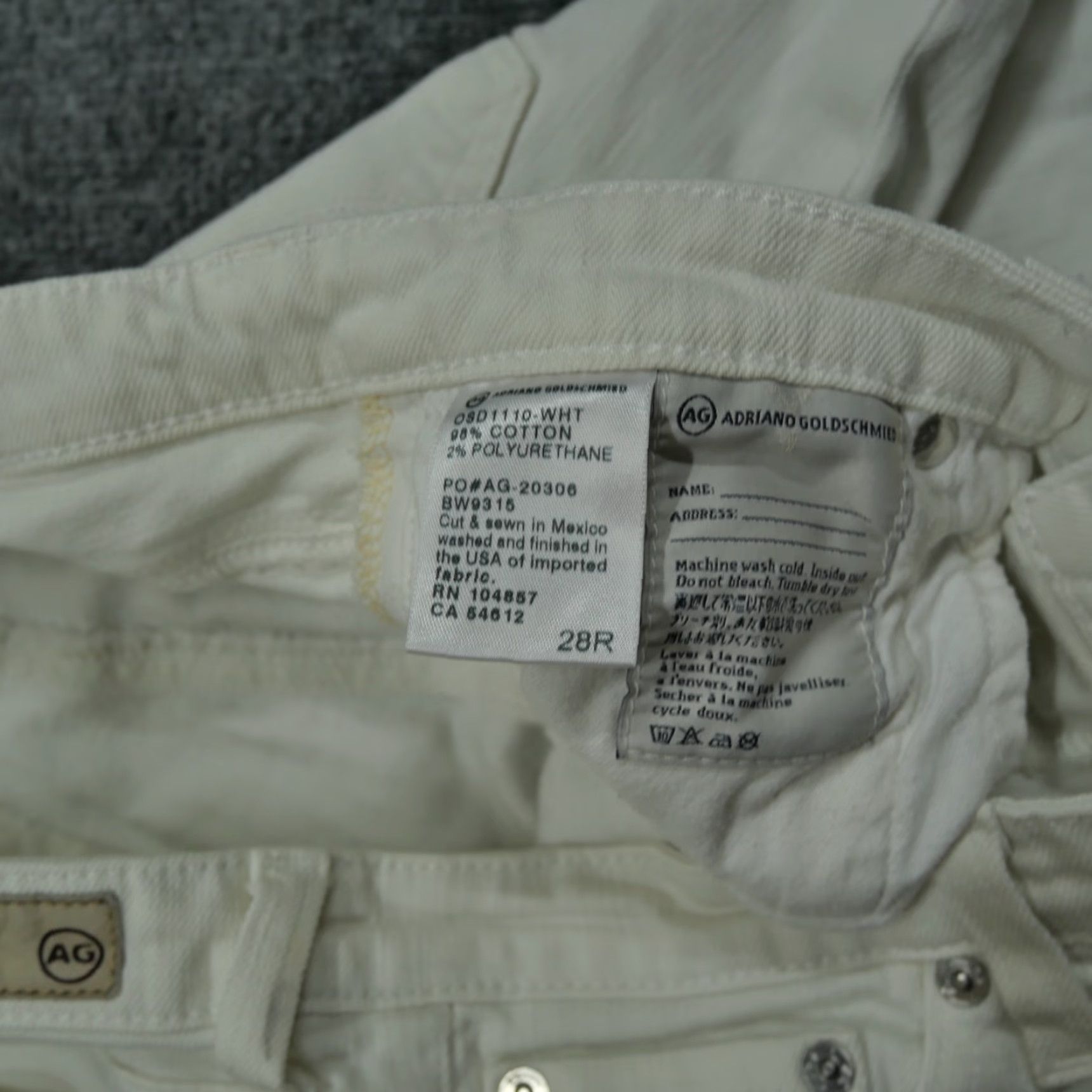 Vintage AG Adriano Goldschmied Jeans Womens 28R 28 White Cropped Raw Hem The Stilt Shirt? Size 28" / US 6 / IT 42 - 4 Thumbnail