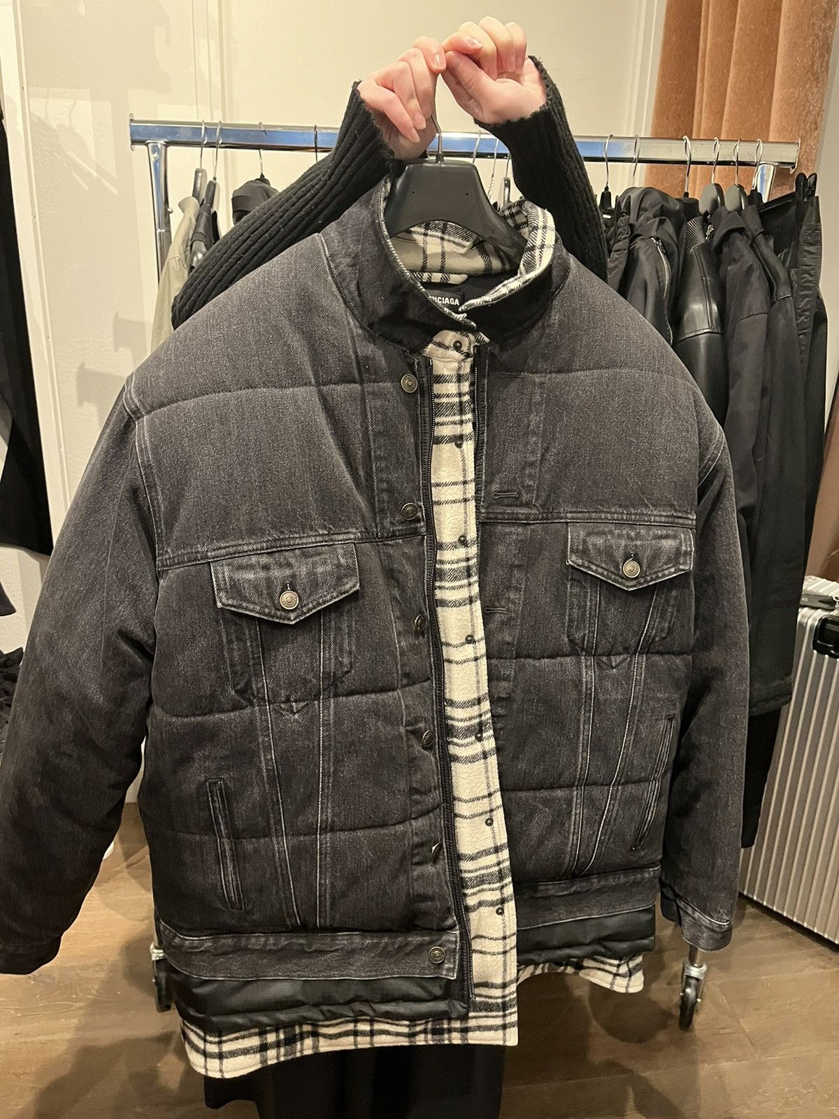 Balenciaga] Balenciaga 18AW Twin Set Denim Jacket Layered 44